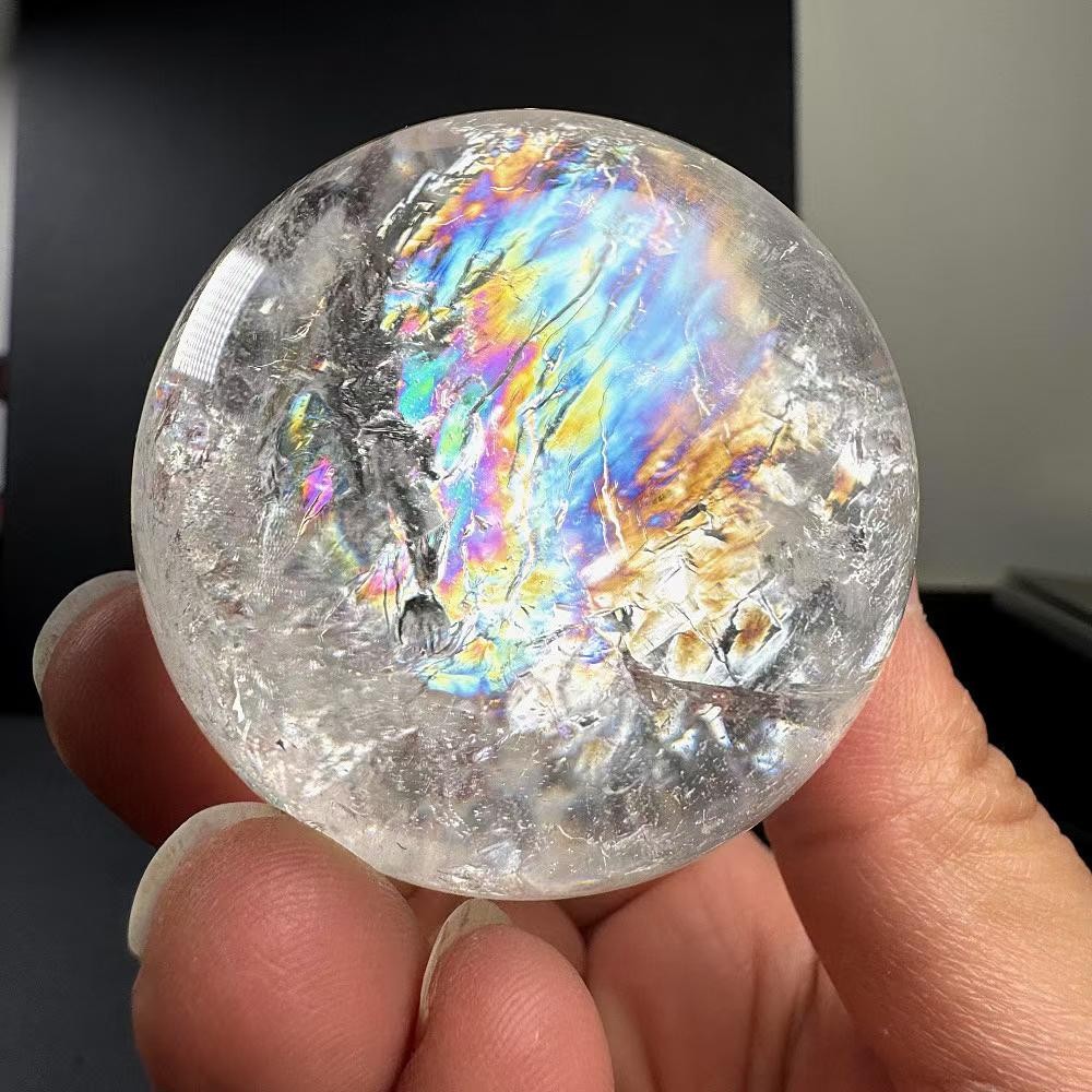175g Natural Rainbow White Quartz Sphere Crystal Ball Reiki Decor