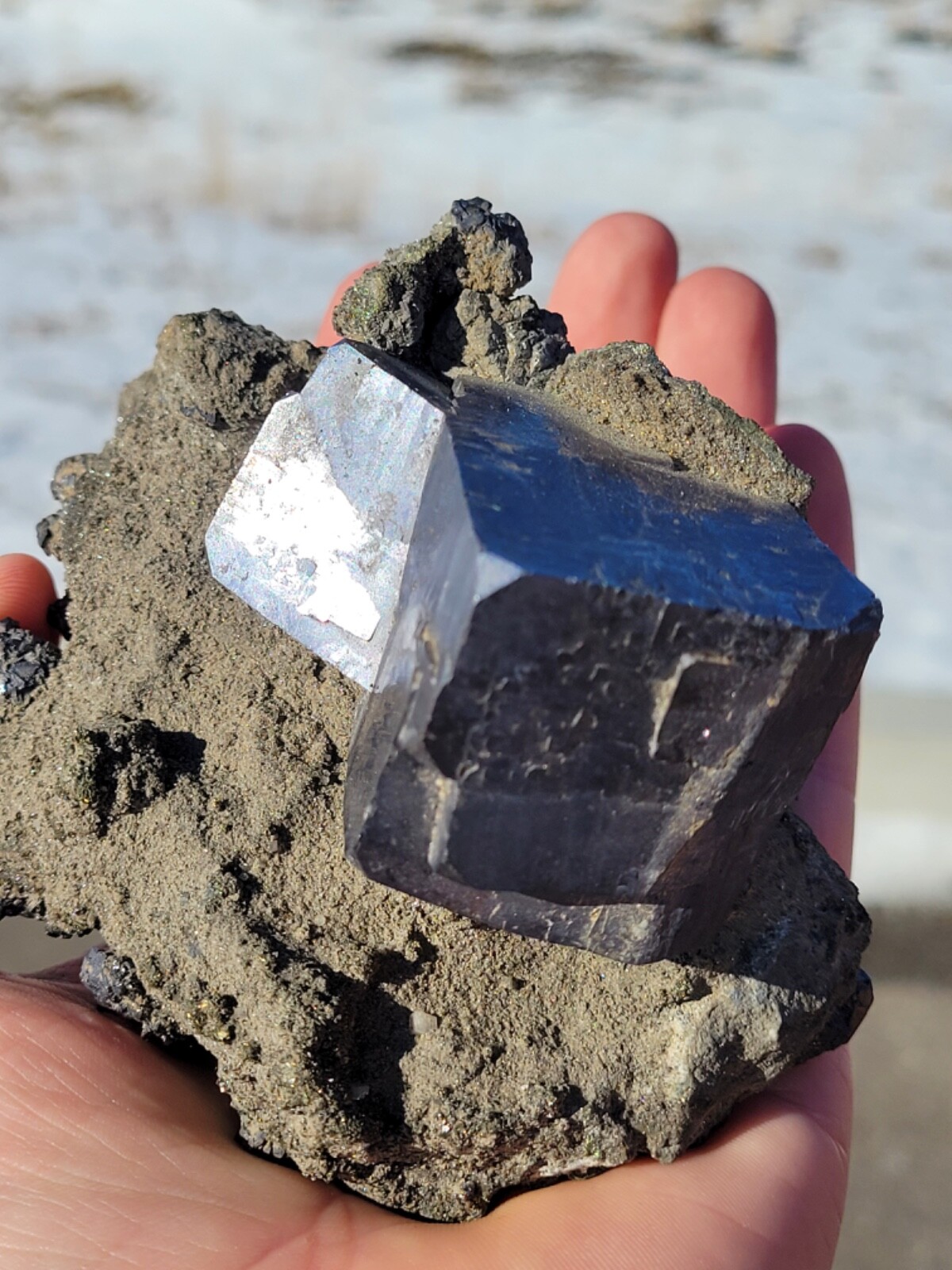 Giant Galena Cube with Pyrrhotite on Dolomite Matrix from Missouri