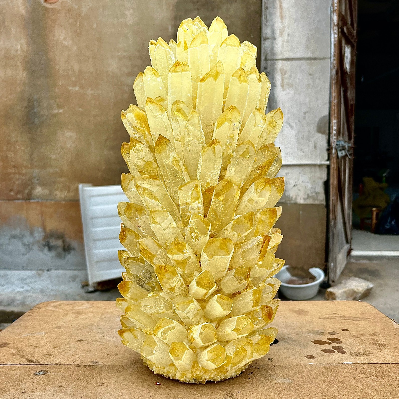 29.48LB Yellow Ghost Phantom Crystal Cluster Flower Raw Crystal Heal Quartz Deco