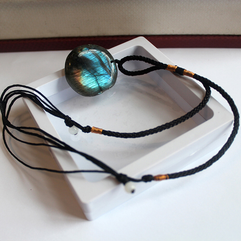 1/ 3PCS Delicate Natural Labradorite Pendant Crystal Necklace Healing Stone US
