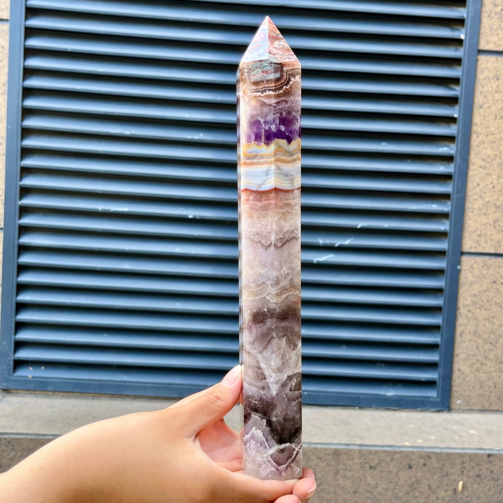Amethyst Agate Natural Tower Purple Crystal Point Collectible Specimen 2.3 lb