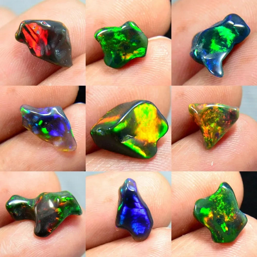 Ethiopian Fire Black Opal rough, Polished Natural Crystal, Healing Stone 1 pcs