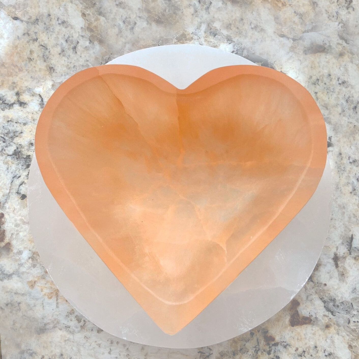 XL Selenite “Charging” Bowl Heart Peach Crystal Stone Reiki CHARGED Healing Clea