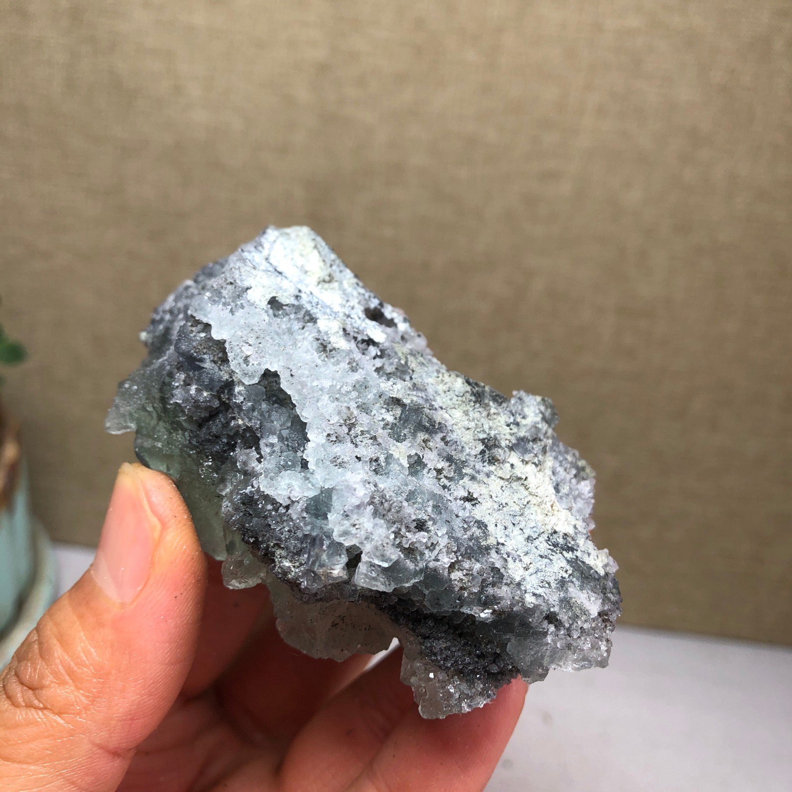 122g NATURAL Green Cubic FLUORITE Crystal Cluster Mineral Specimen A4738