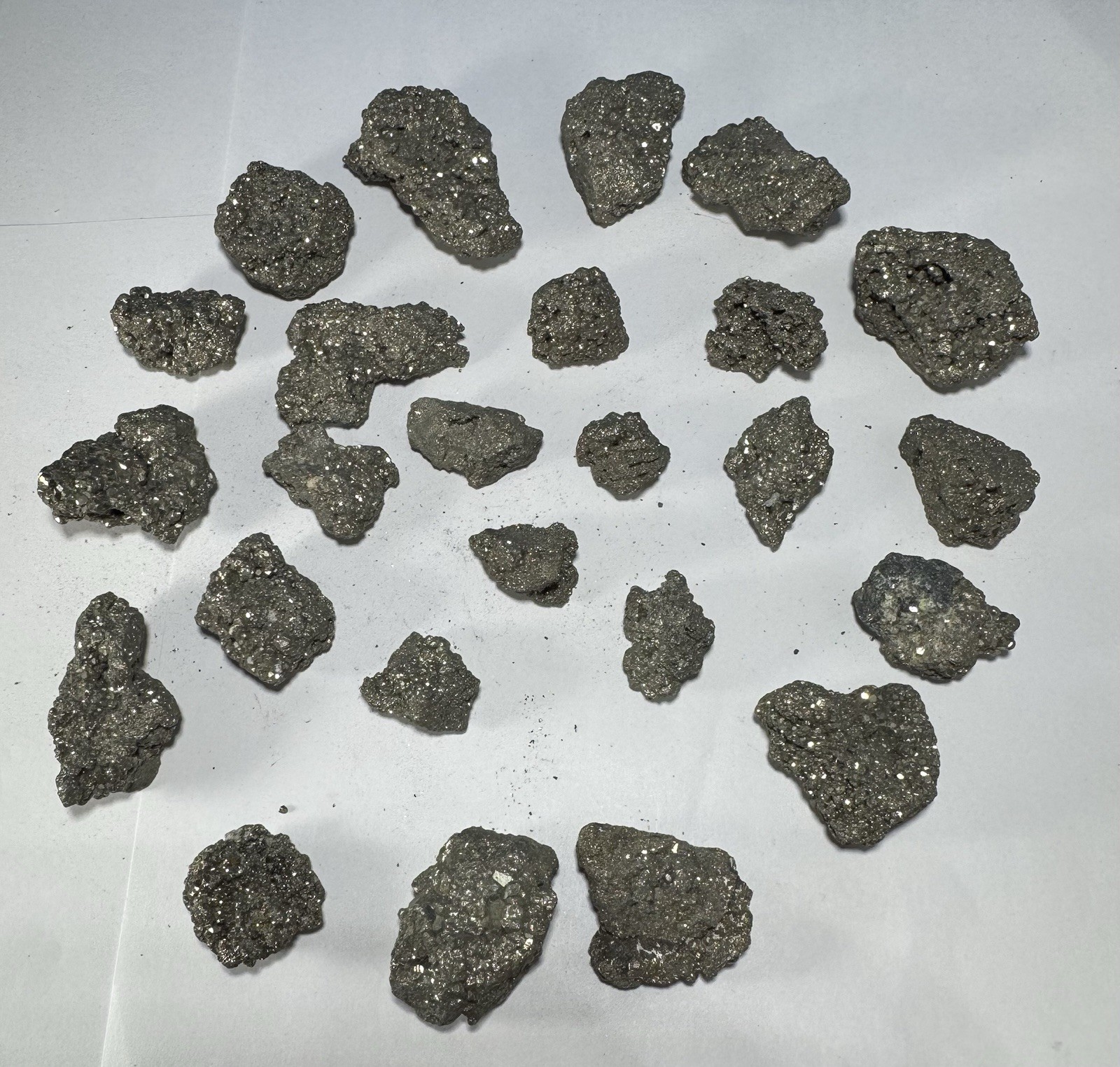 25 Natural Iron Pyrite Rough Specimens 1 Lb 1 Oz Mineral Crystal Lot Fool’s Gold