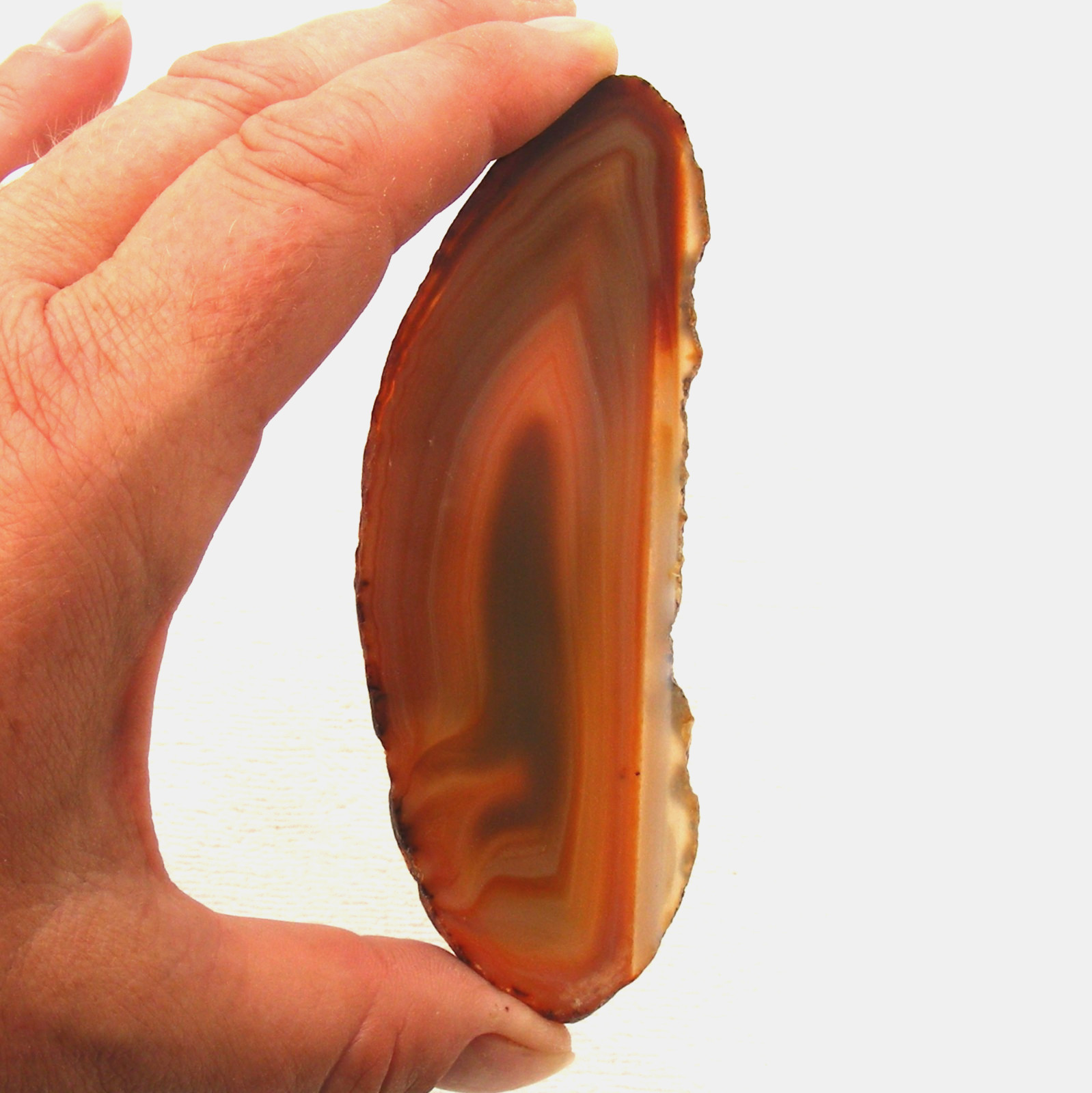 Natural Orange Agate Slice Polished Banded Geode Slice 11cm x 3.5cm