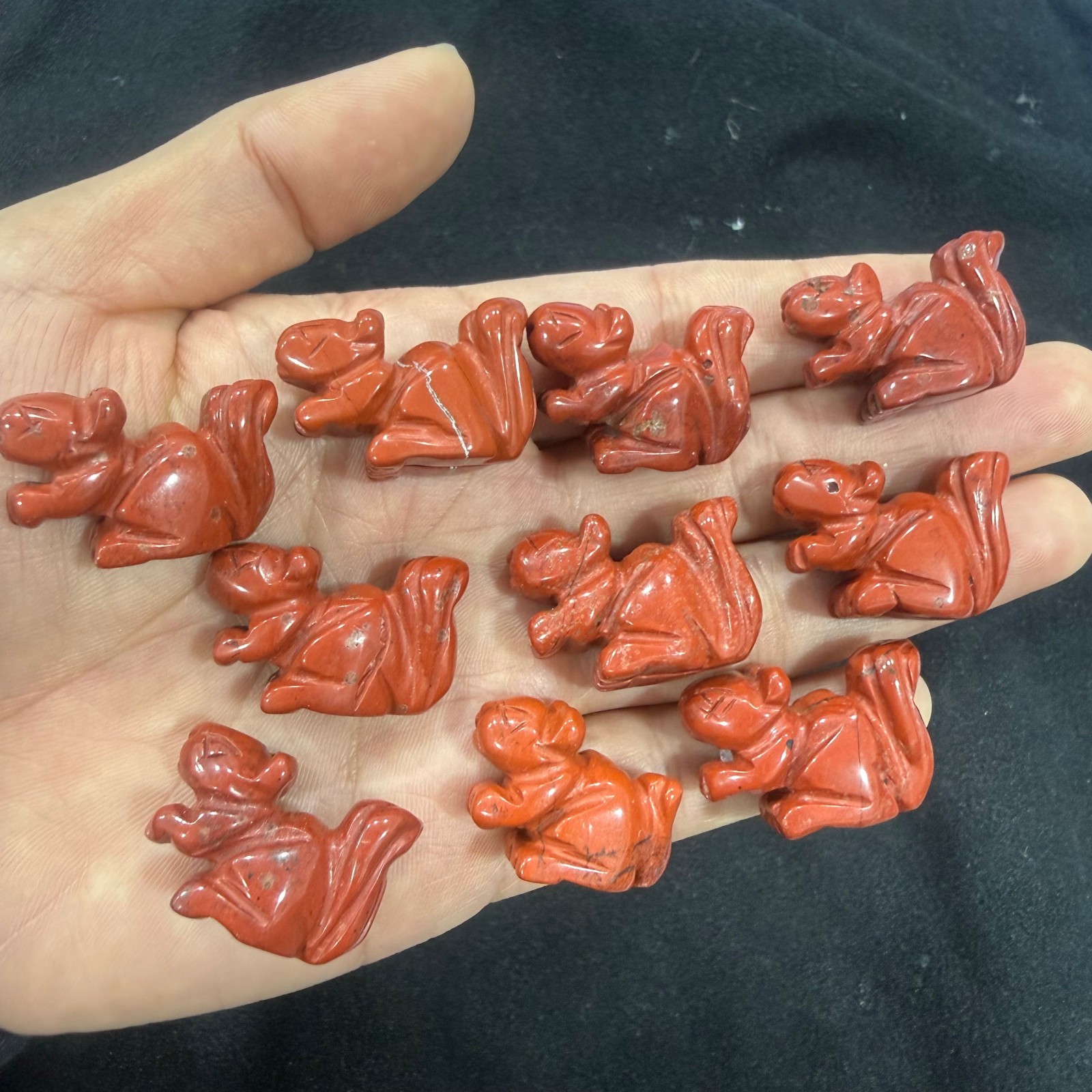 5pc Natural Red jasper Carved Squirrel Quartz Crystal Healing Gift