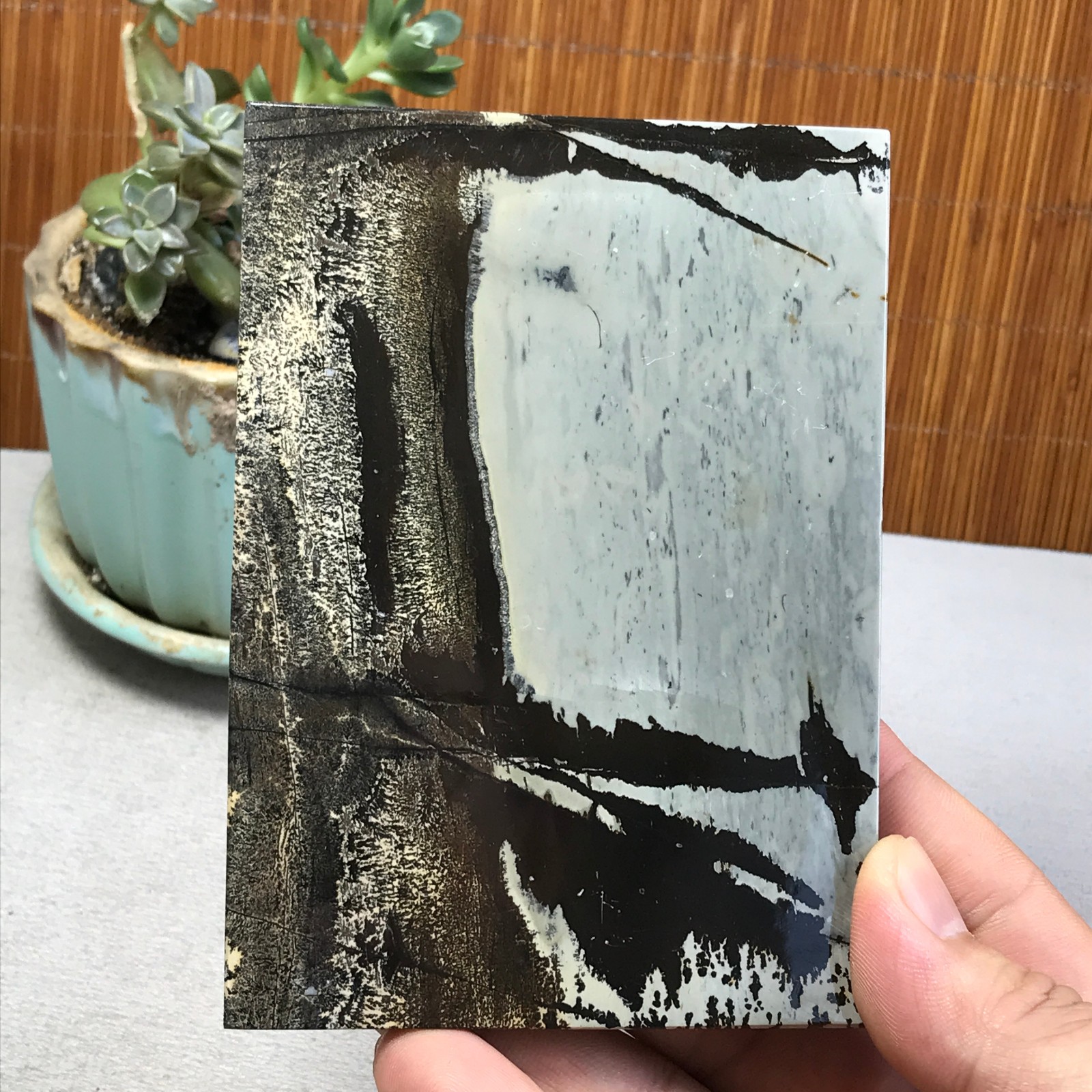 240g Natural Chinese painting stone crystal ornaments for home decoration A6411