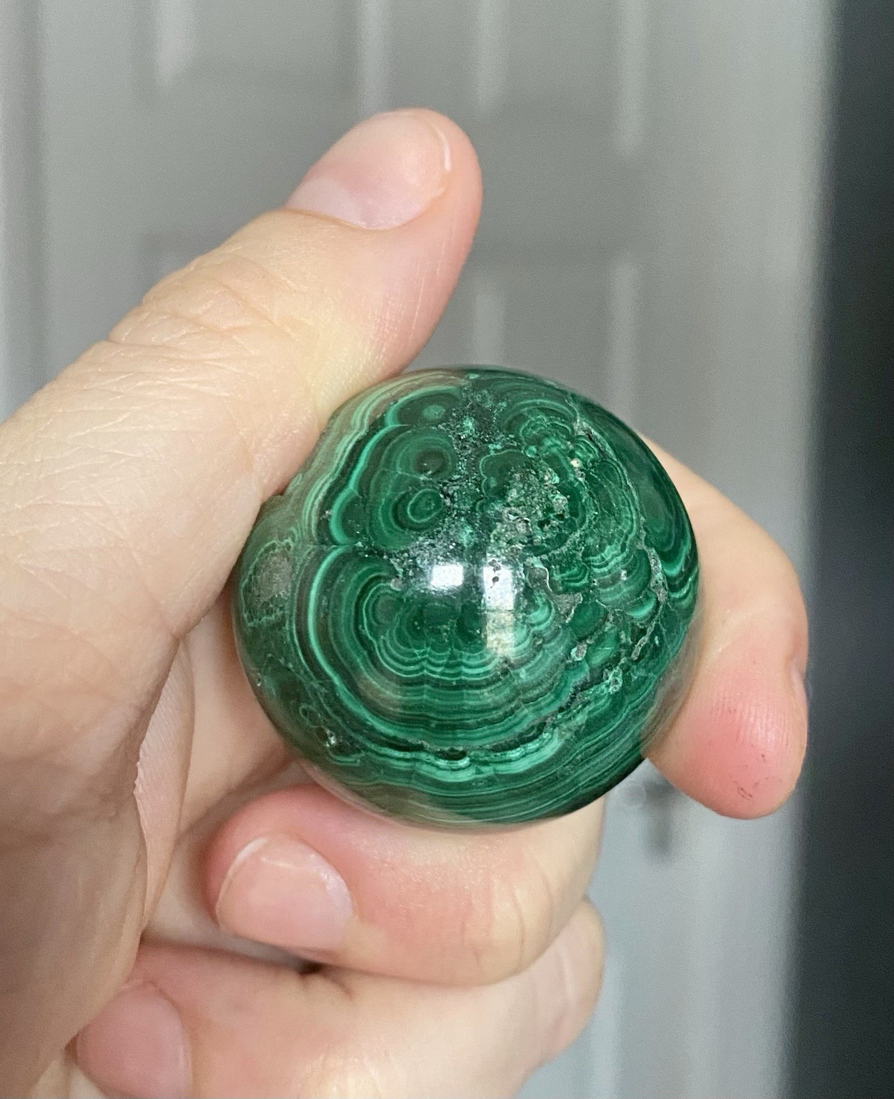 Crystal Malachite Sphere Green Banding pattern spiritual Heal Collect 3.5cm 89g