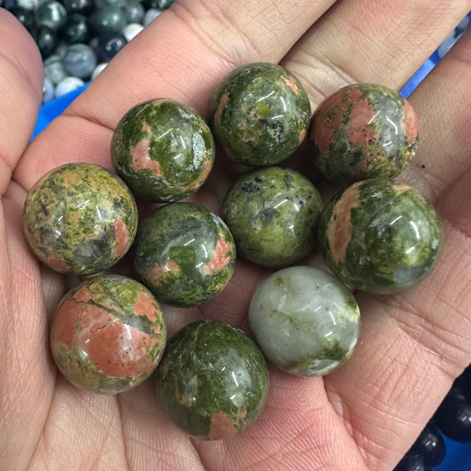 5PC Natural Unakite Ball Quartz Crystal Sphere Energy Healing Stone Gift