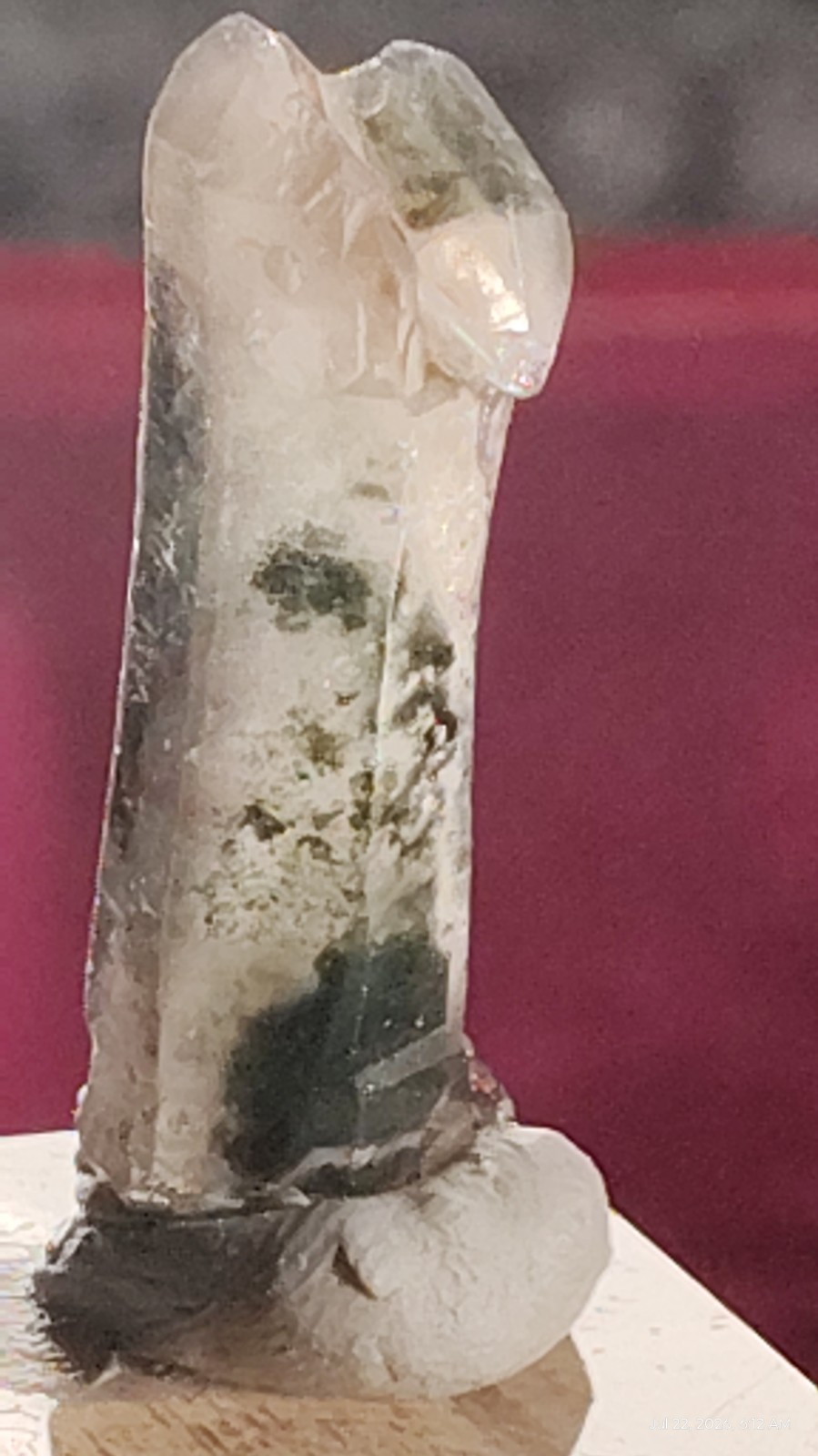 34mm Scepter Quartz Crystal Point Red Green Phantom Meigu China Mineral Specimen