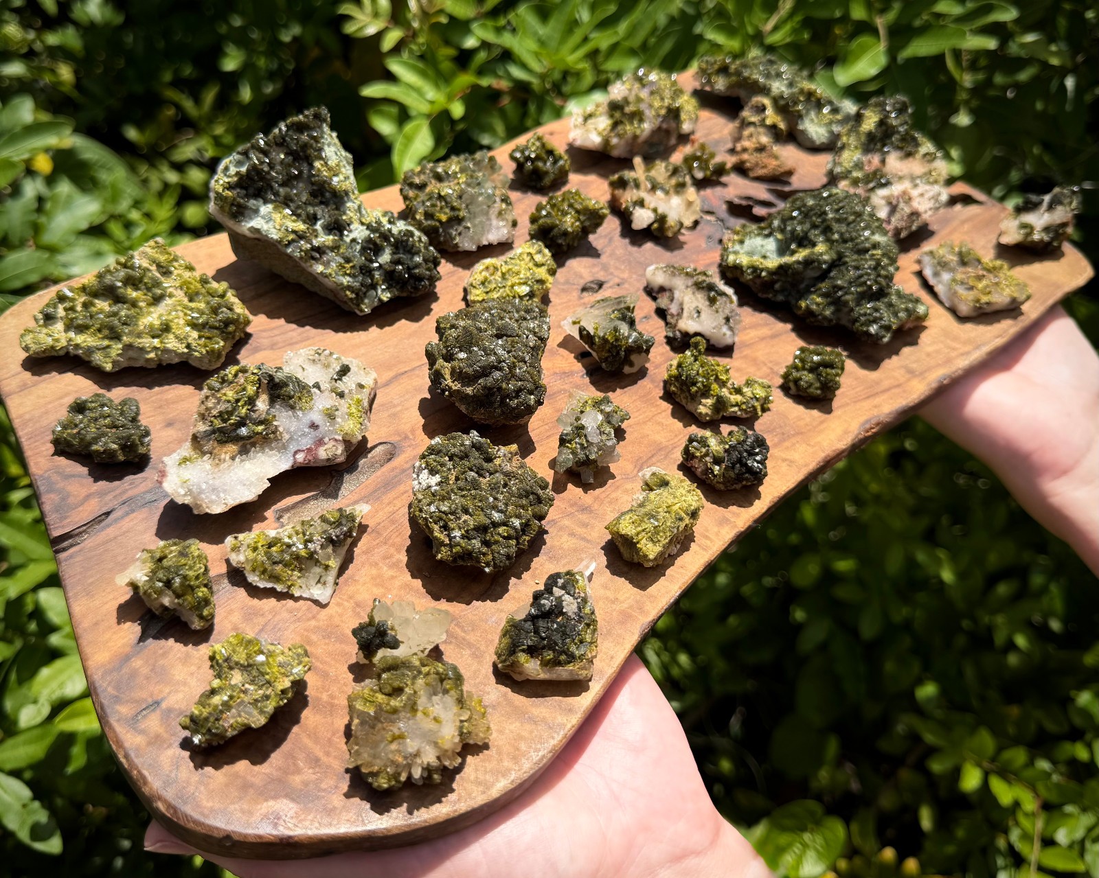 Natural Epidote with Quartz Crystal Clusters – Fairy Forest Quartz Minerals