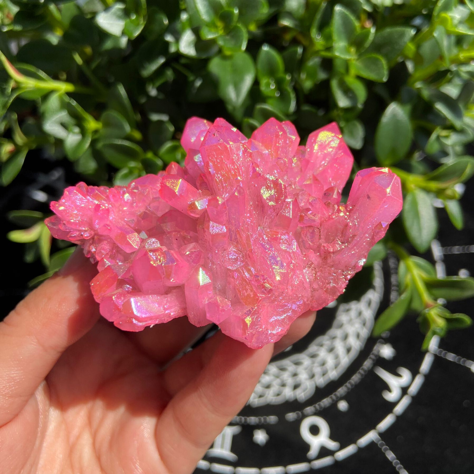 104g Titanium Angel Aura Quartz Pink Aura Cluster Positive Energy Stone Decor