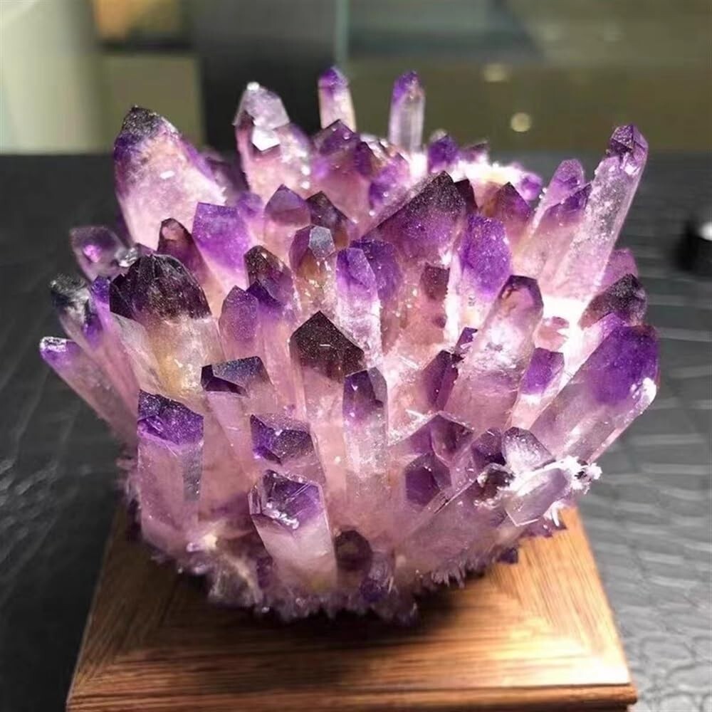 300gLarge Natural Light Purple Amethyst Phantom Quartz Cluster Crystal HomeDecor
