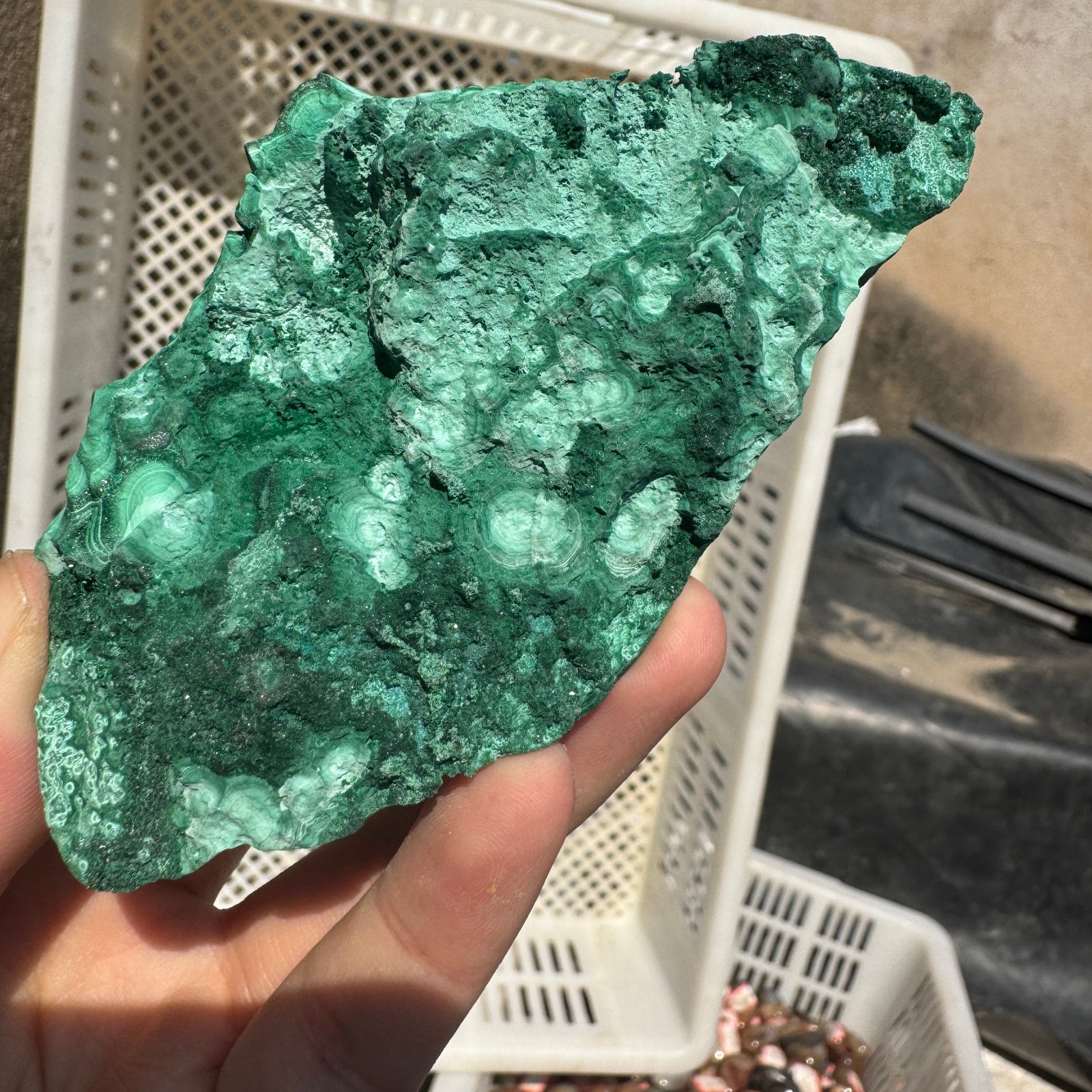 205G Natural glossy Malachite transparent cluster rough mineral sample