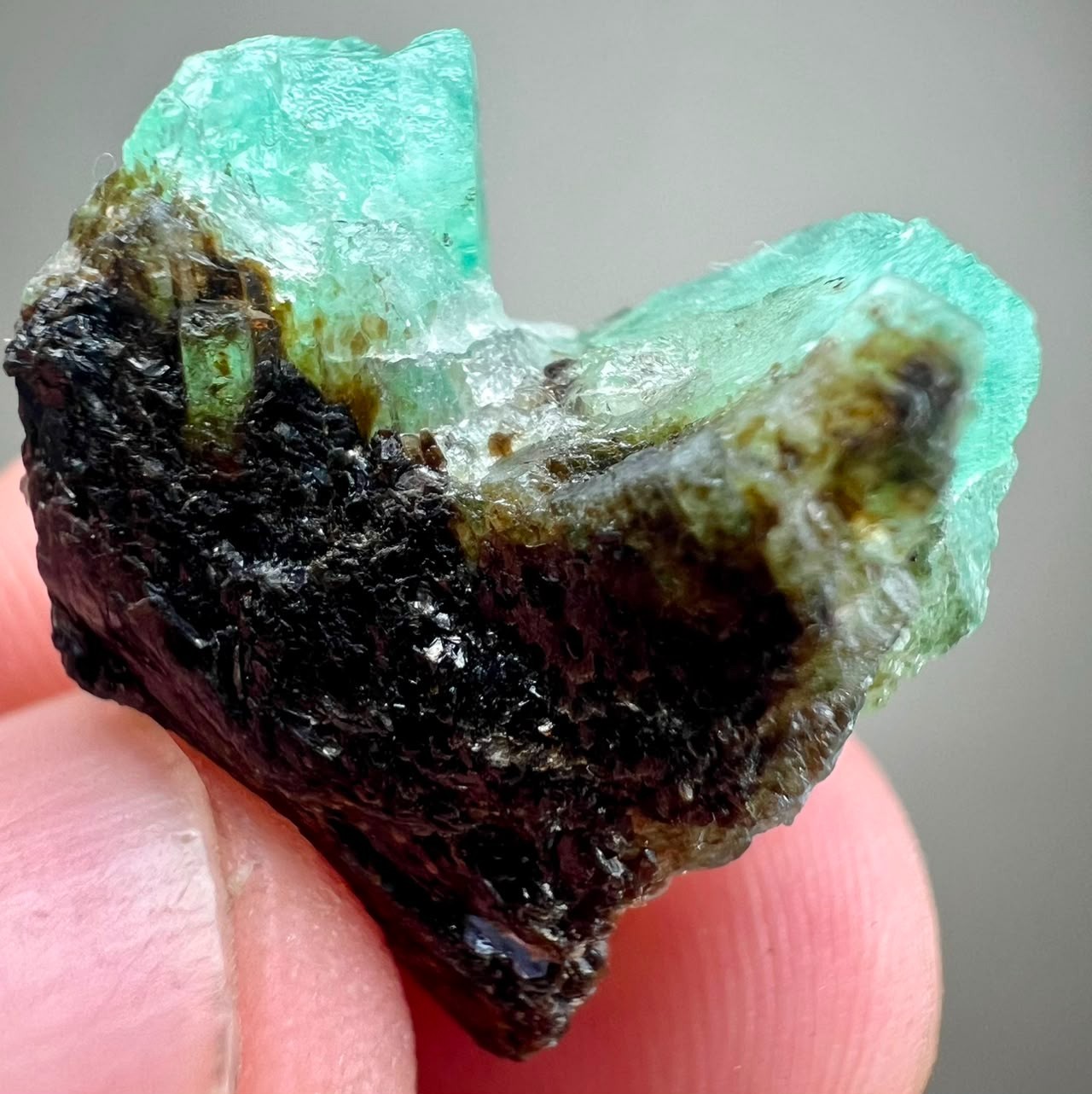 17 CT, Beryl Var! Full Terminated Natural Emerald on Matrix From Kpk Chitral@PAk