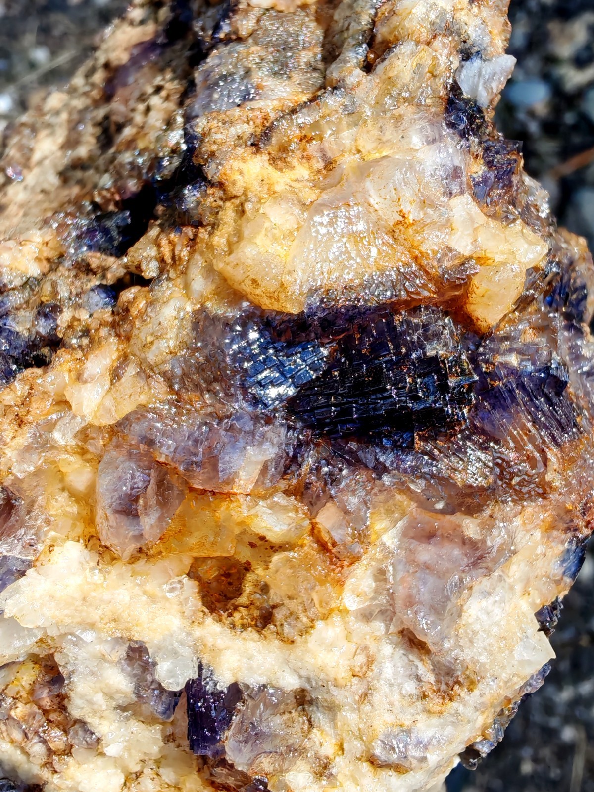 Blue John Fluorite Large Raw Crystal Cluster On Fossil Matrix
