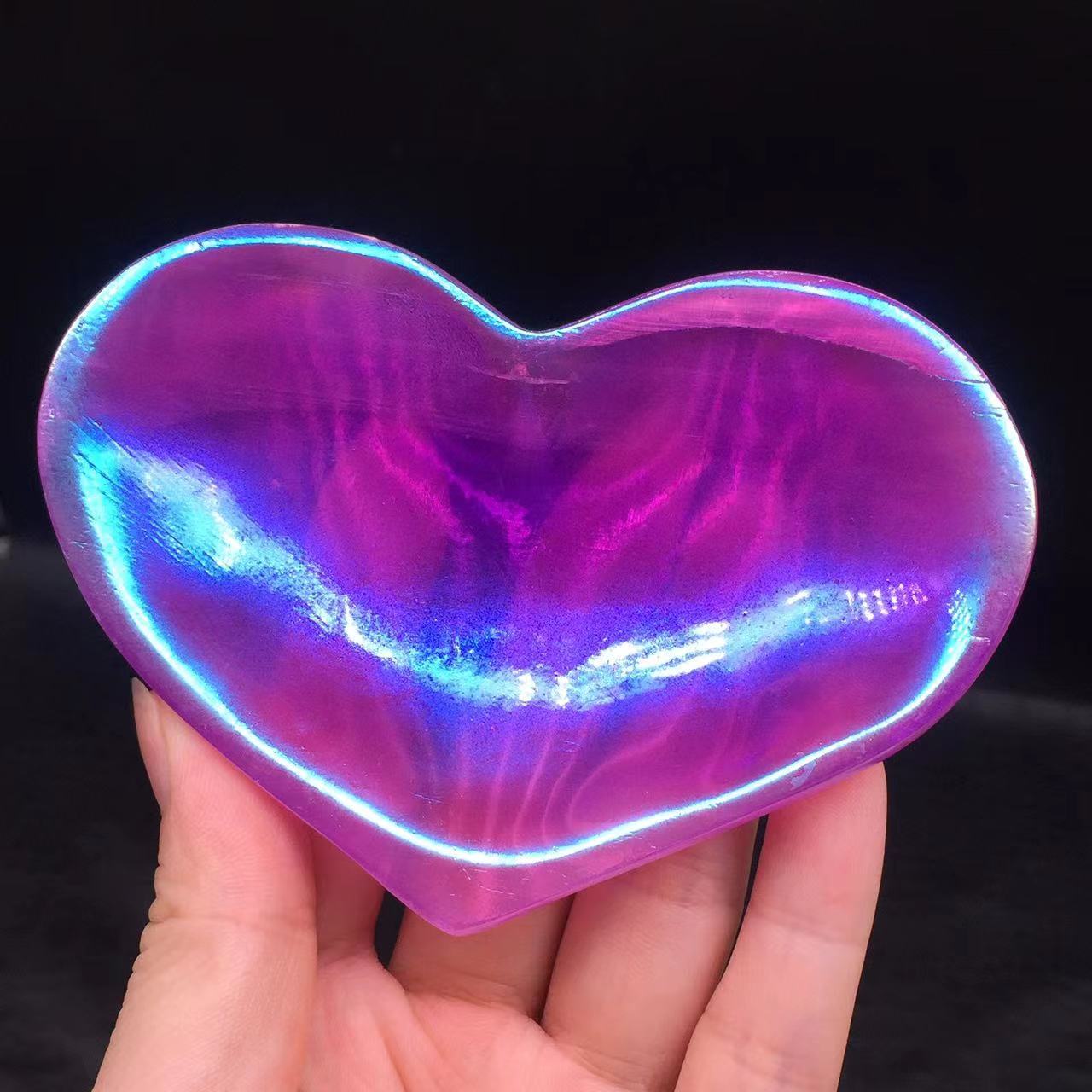 Aura Angel Natural Gypsum Selenite Quartz Heart Shape Bowl Healing Decorate 1Pc