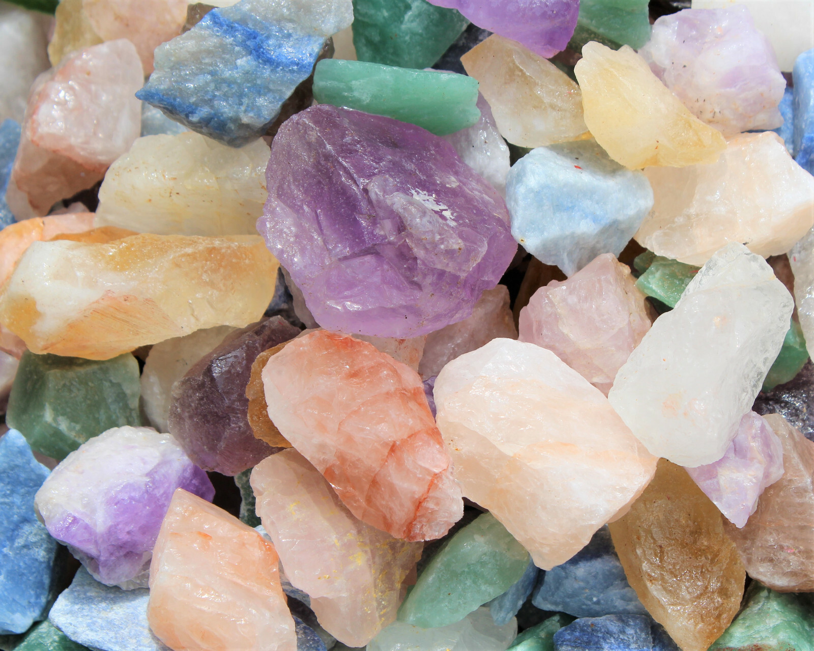 Mixed Quartz Crystal Set: 8 Different Natural Rough Quartz Stones (Bulk Lot)