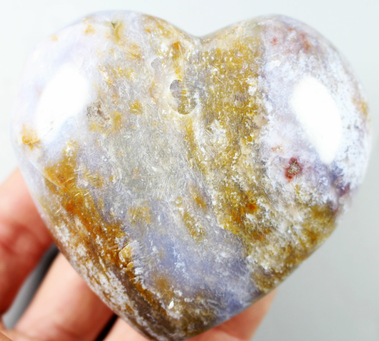 268g Natural Ocean Jasper Agate Quartz Crystal Palm Stone Heart Mineral Specimen