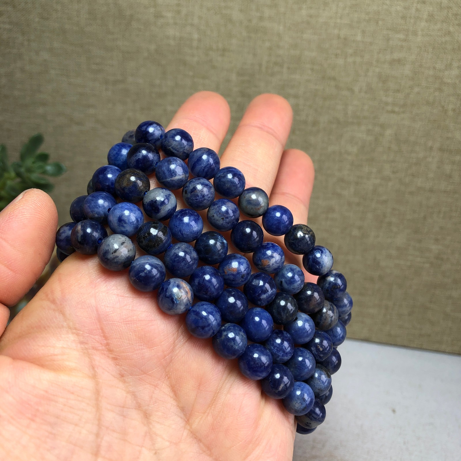 5Pcs Natural Polish Blue sodalite stone bracelets ball sphere 8mm A6168