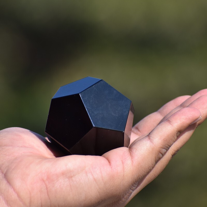 Black Obsidian Dodecahedron Sphere Reiki Chakra Healing Meditation Crystal Ball