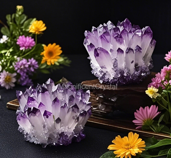 2025Rare Large Raw Light Purple Amethyst Crystal Cluster Healing Reiki Home Deco