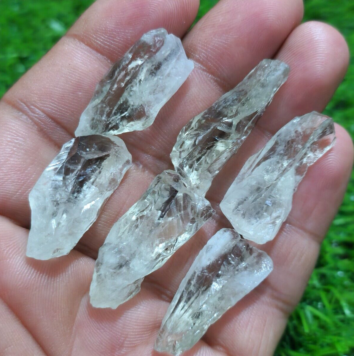 Natural Green Amethyst Shards 6 Pcs 30-35 mm Loose Gemstone For Jewelry Making