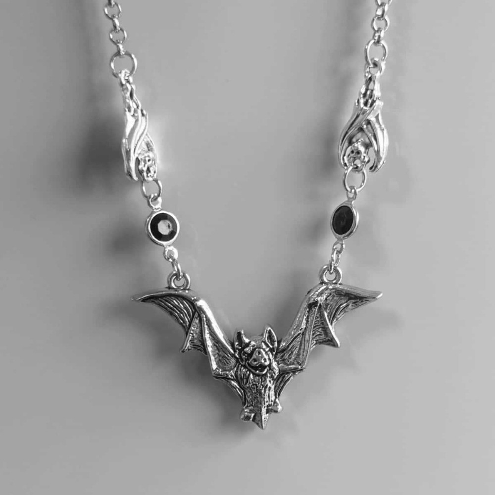 Gothic Black Bat Pendant Necklace – Cool Style , Styles Sent Randomly -1PCS