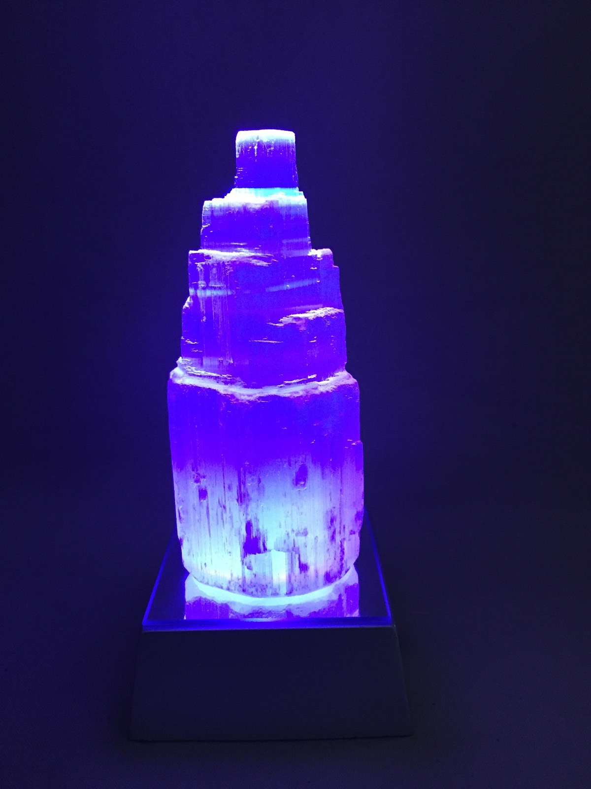 Selenite Lamp Selenite Point Tower Lamp Gemstone Specimen W/LED Light Base Reiki