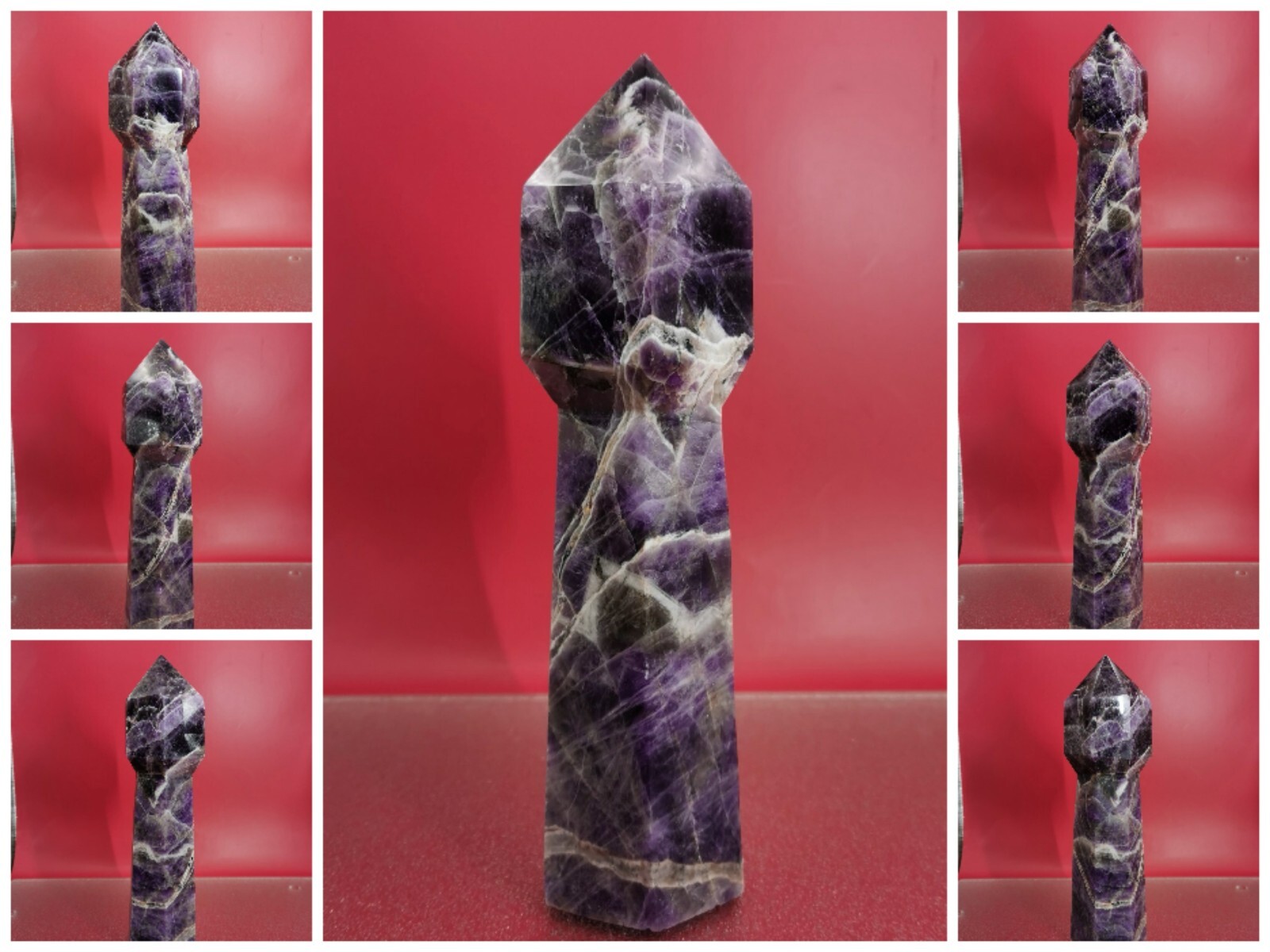 Natural Dream Amethyst Crystal Wand Tower Point Obelisk Point Reiki Healing 2+LB