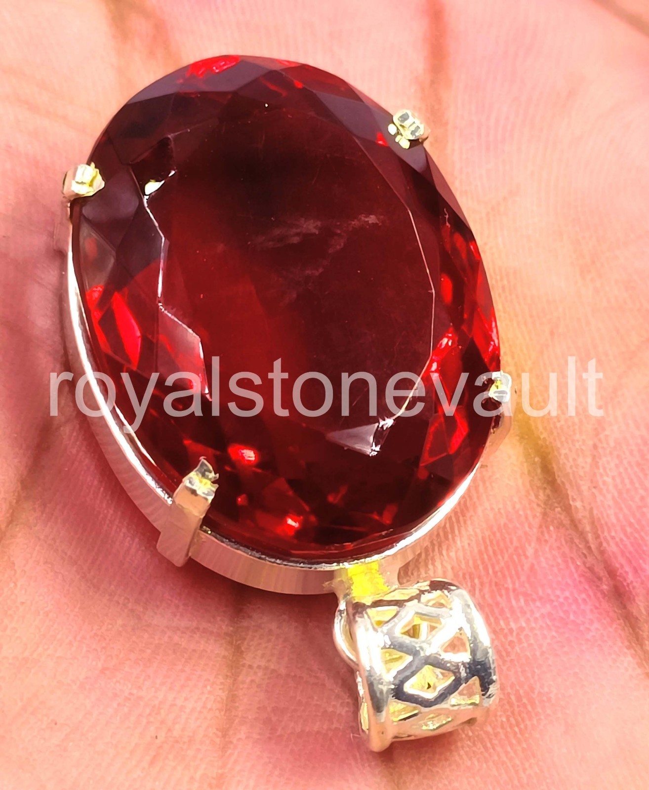 92.00 CT Natural Red Ruby Oval 925 Solid Silver Pendant Free Chain IGL Gems 6FHQ