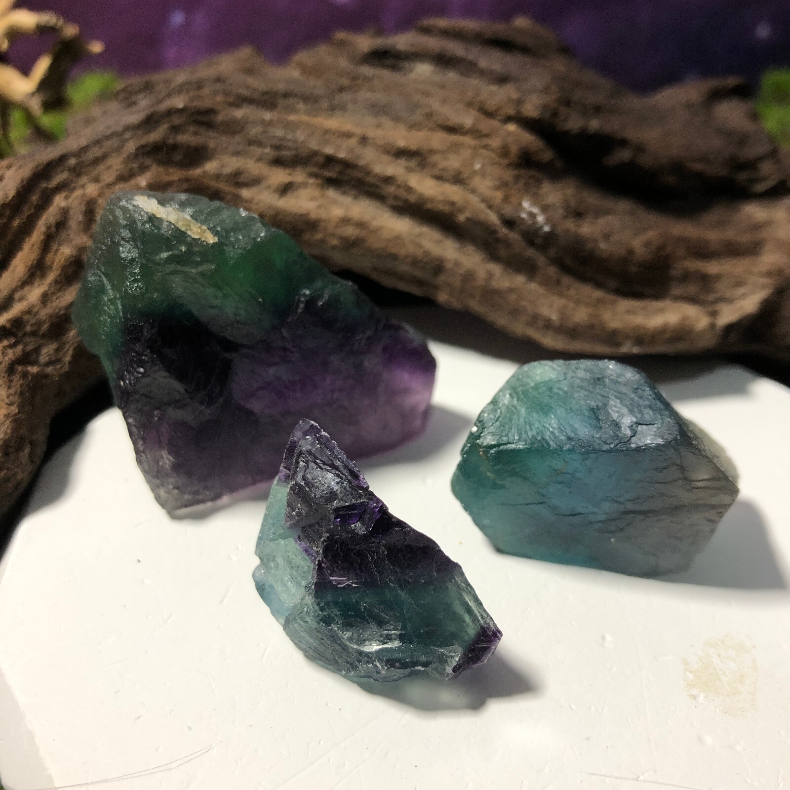 3x Raw Green Blue Fluorite Crystal Quartz Energy Healing Chakras 113g 3-5cm