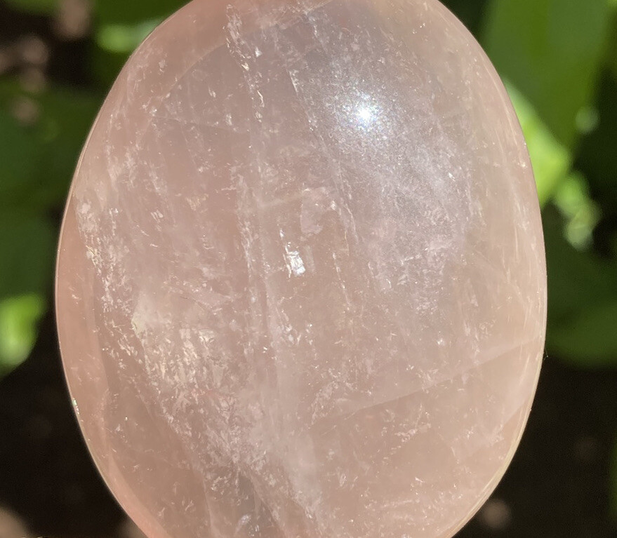 Handmade Polished PINK ROSE QUARTZ Healing Crystal Palm Stone MADAGASCAR 2.08″