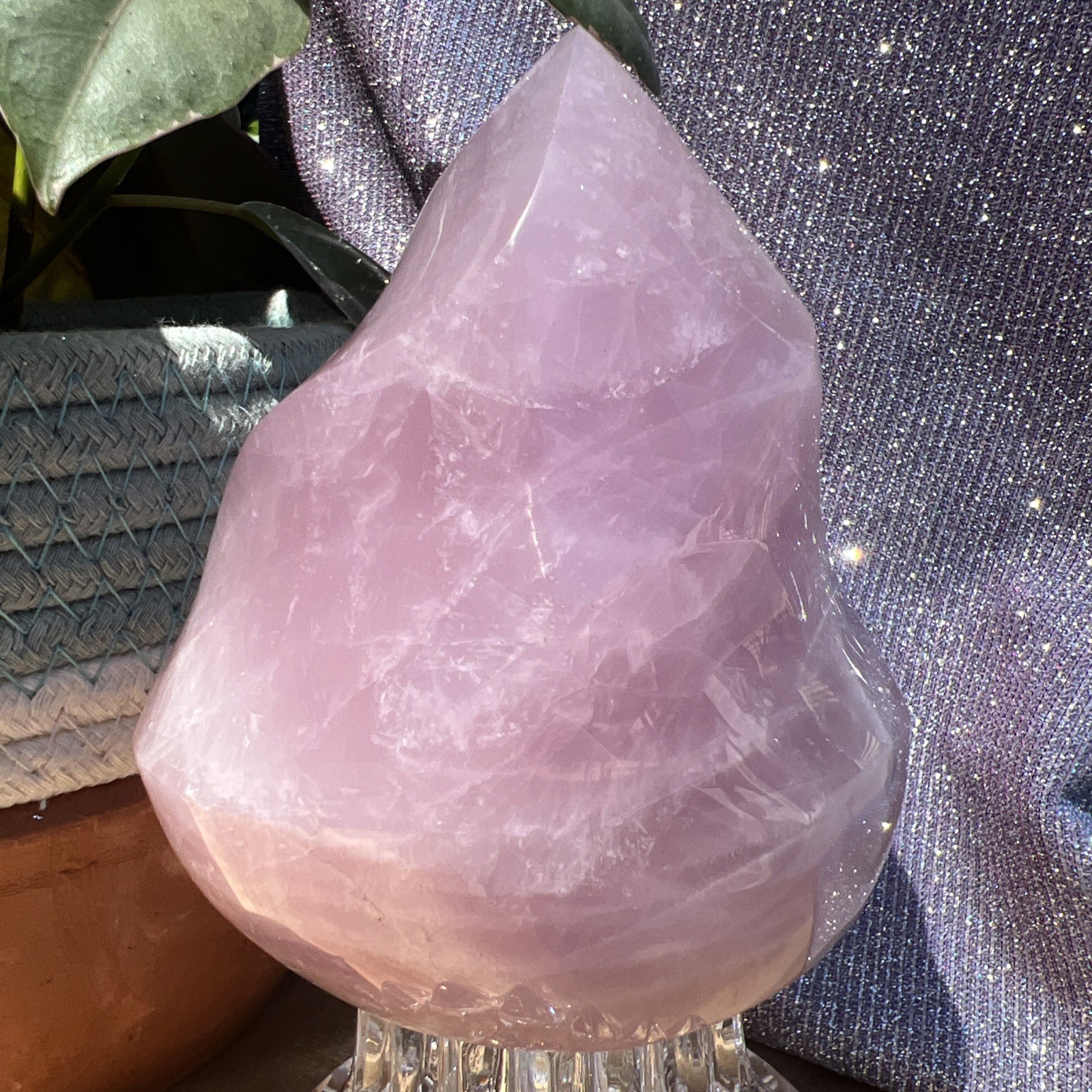 Natural Pink Rose Quartz Flame 1# 8 Ounces 4.4 Inches Crystal US Seller 21