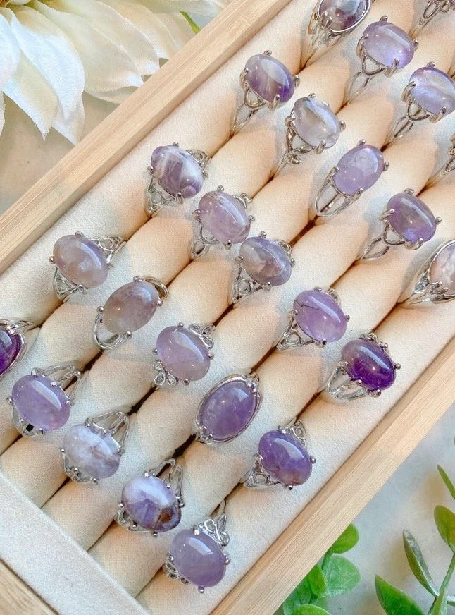 C86- Random Pick Natural Amethyst Crystal Ring