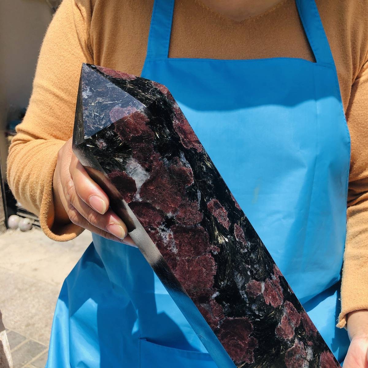 7.77LB Natural garnet crystal obelisk quartz crystal energy column Reiki healing