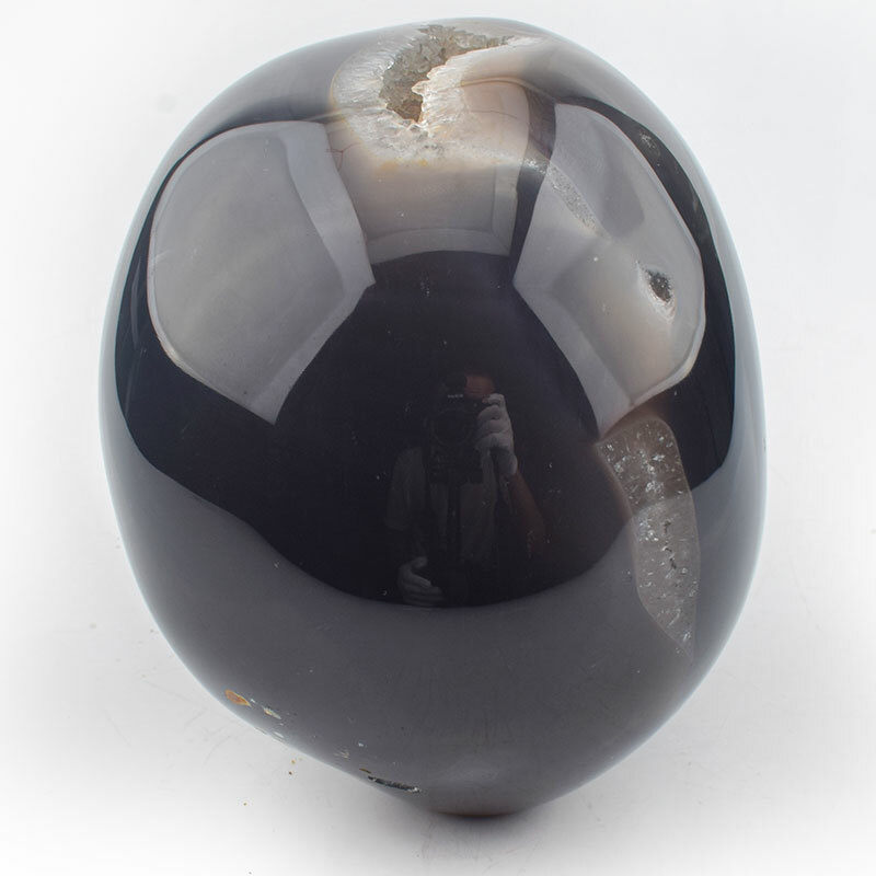 4.5″ Natural Geode Agate Human Skull Collectibles Metaphycal Healing,1246g