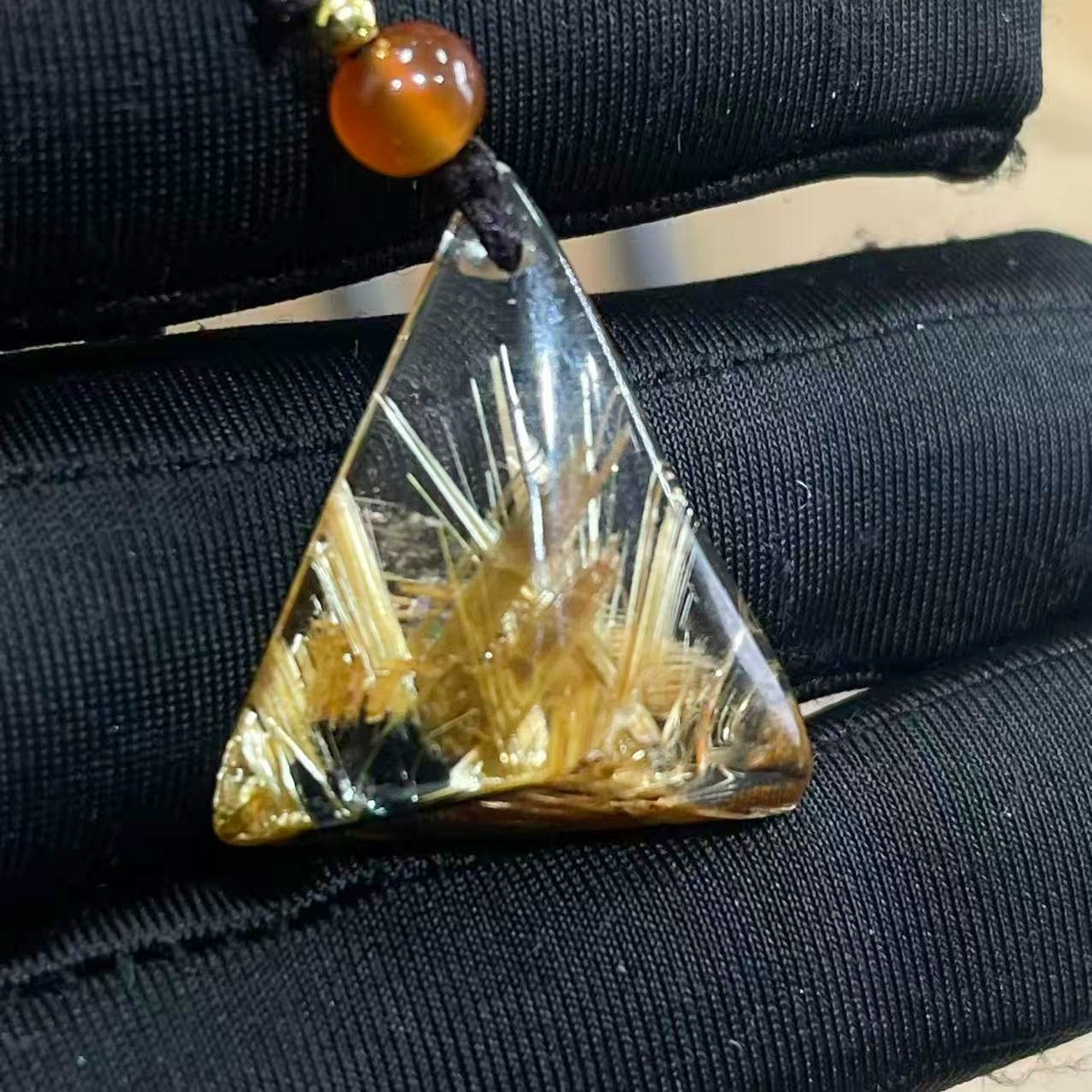 9.0g Natural Gold Hair Rutilated Quartz Crystal Pendant Reiki Healing Gift