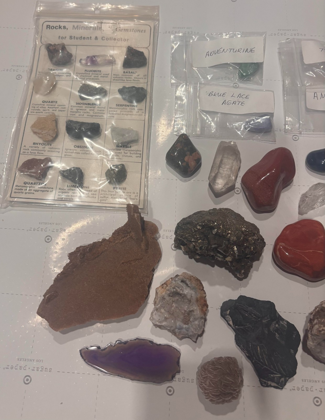 Gemstone Rocks Minerals Collection Shark Teeth Agate Amethyst Tiger Eye Lapis