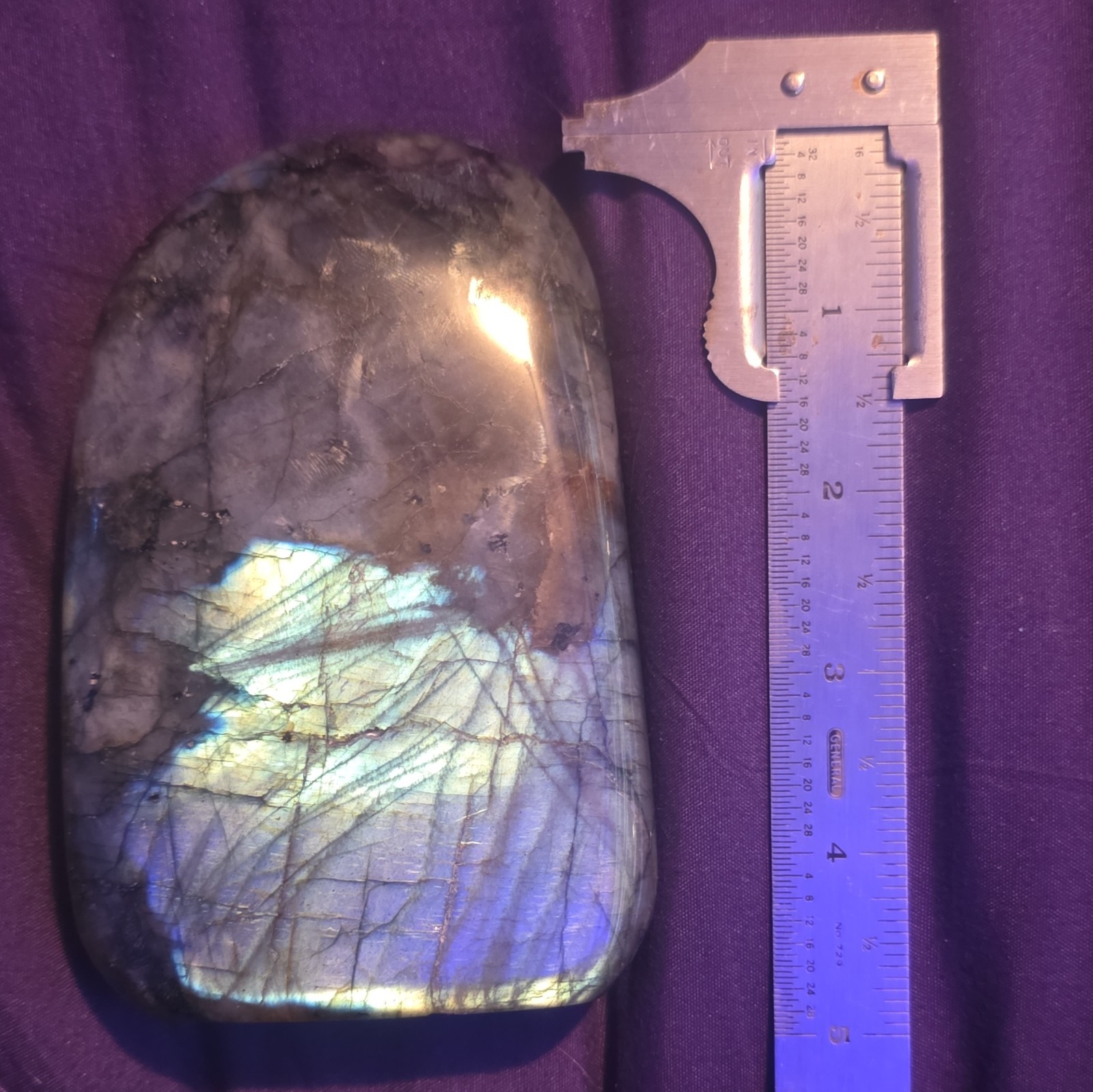Polished Labradorite Freeform Crystal Iridescent Blue-Green Display Specimen