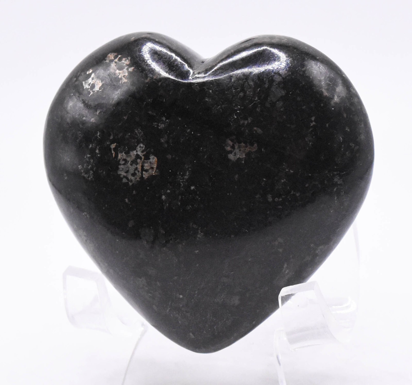 2.3″ 110g Black Nuummite Heart Metallic Sparkling Natural Gemstone Mineral India