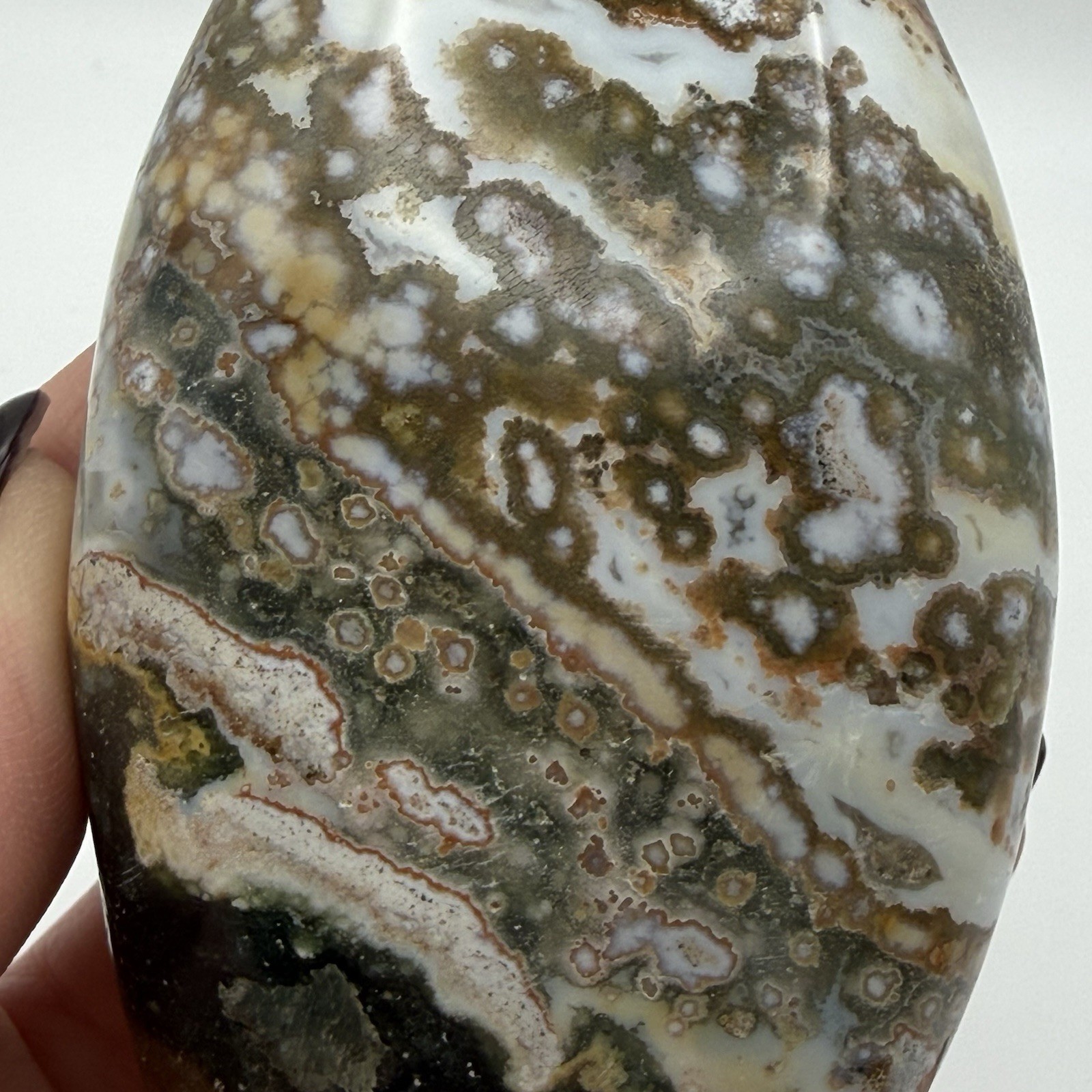 Polished Ocean Jasper Freeform, Multicolored, Self-standing, Approx 4″