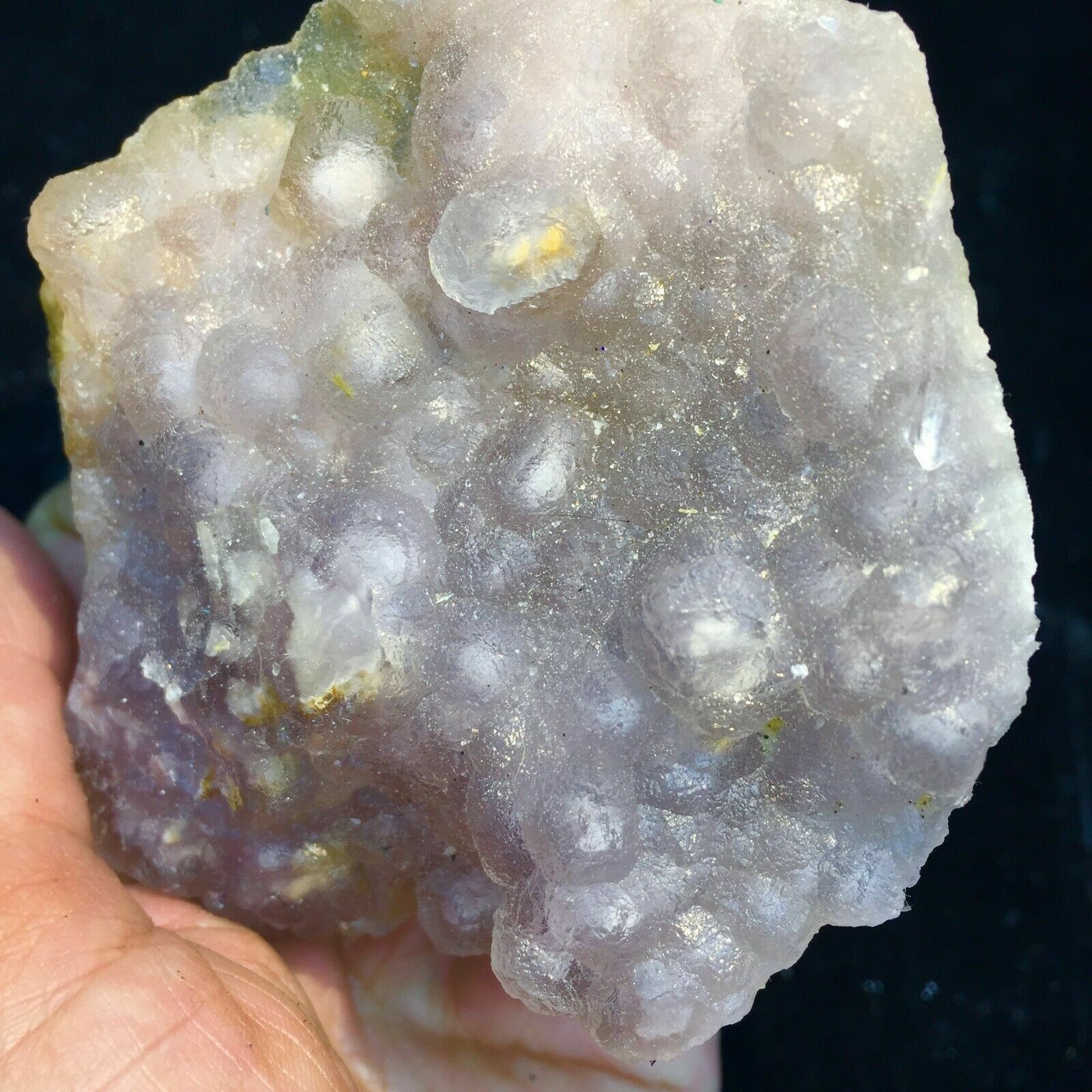 200g Natural Shiny Pyrite Based on the Purple Spherical Fluorite Crystal