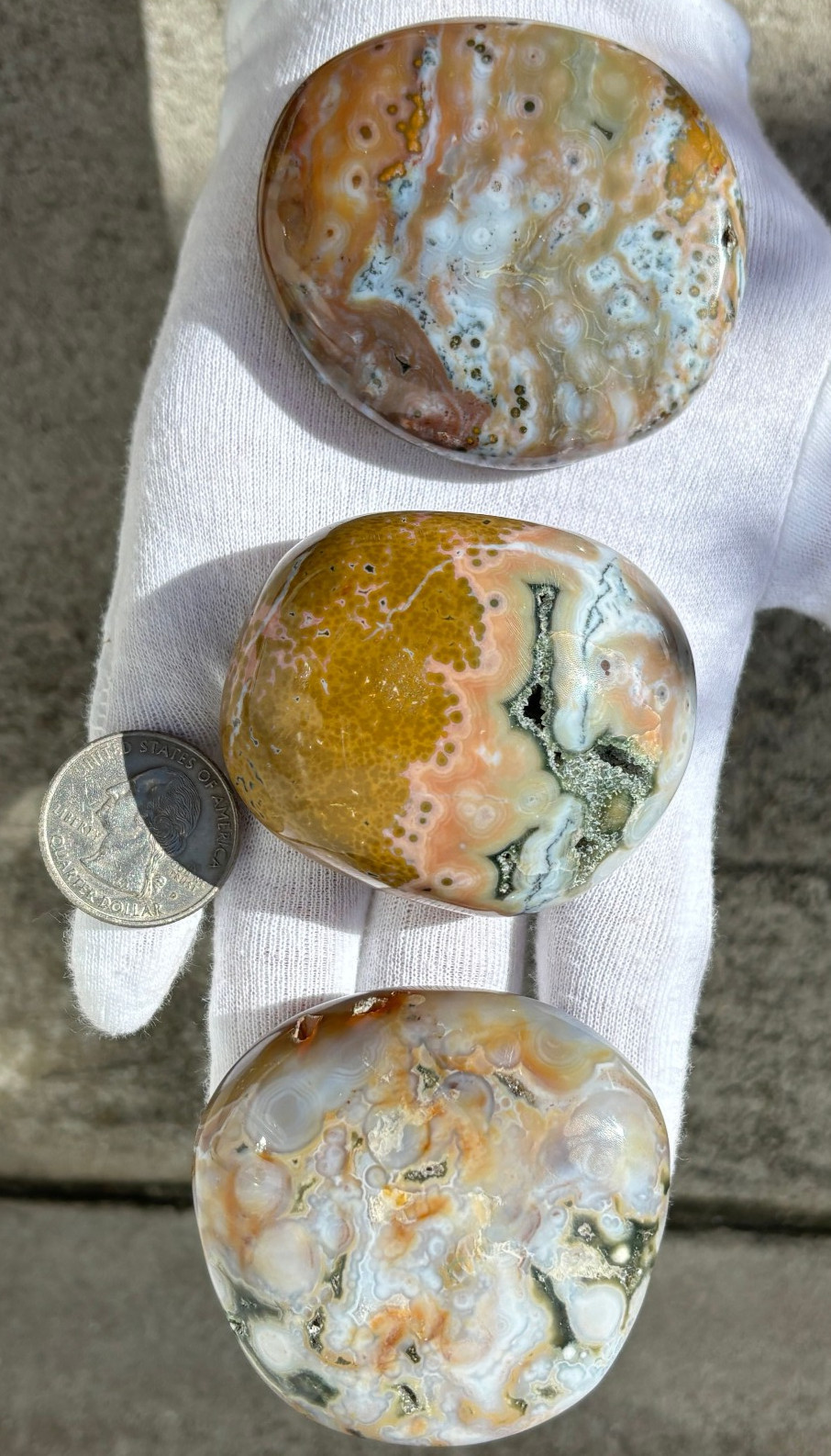US SALE 297g LOT 3 OCEAN JASPER with 8th VEIN 8 OJ PALM STONES PALM STONE STONES