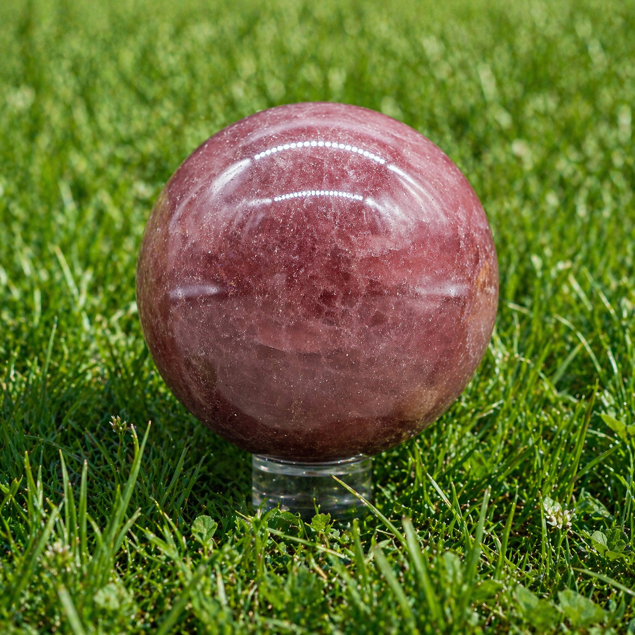 Pink Strawberry Quartz Crystal Sphere Sparkly Pink Crystal Ball Heart Chakra