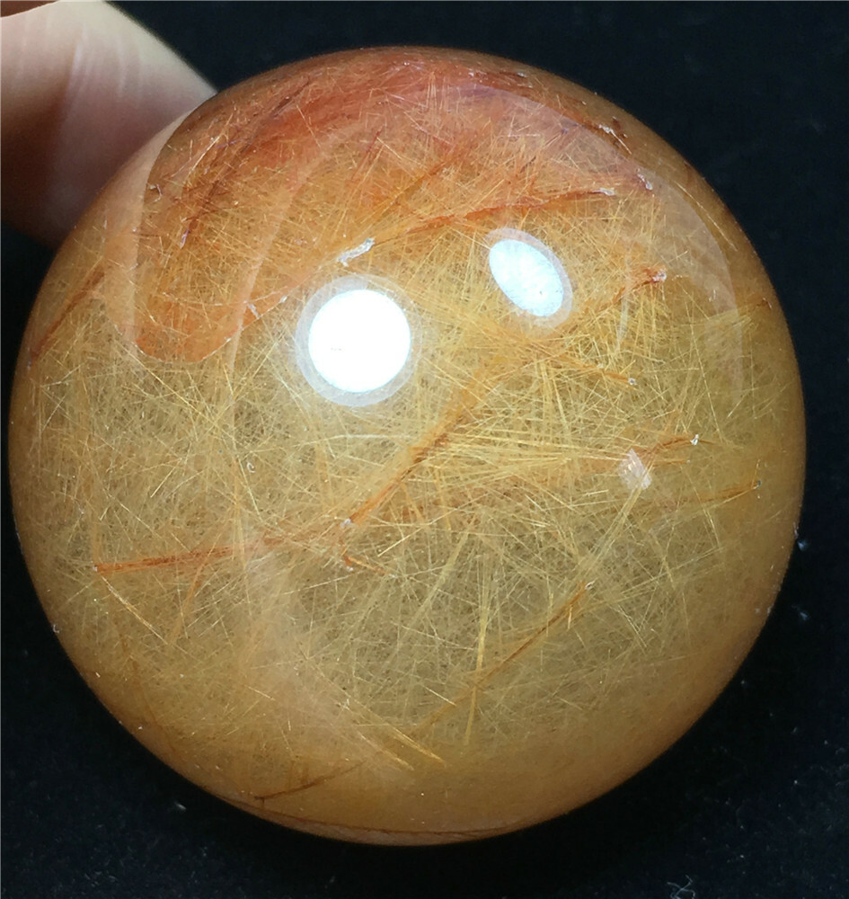 Natural Clear Gold Hair Rutilated Crystal Ball SPHERE Quartz Specimen