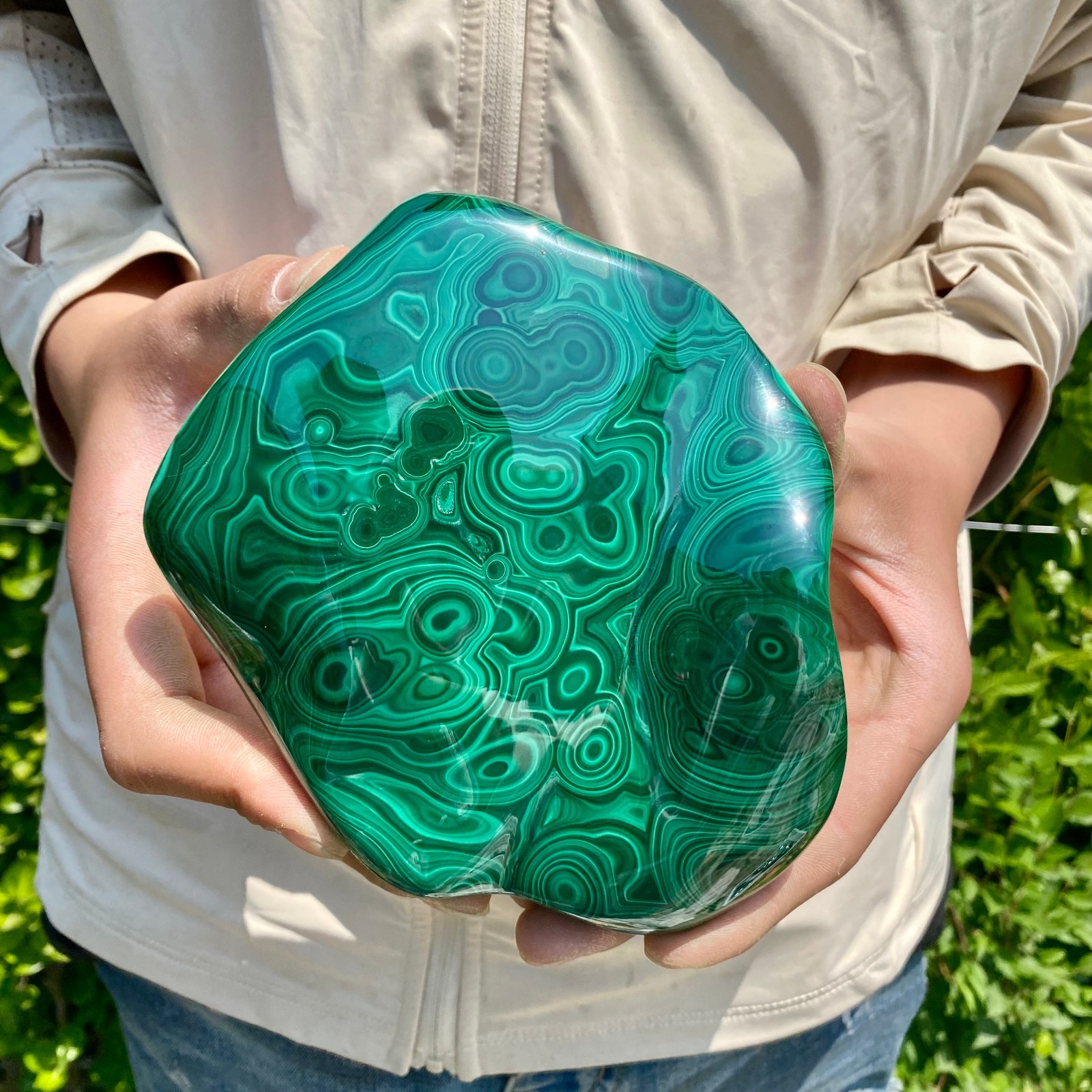 3.08LB Natural glossy Malachite transparent cluster rough mineral sample