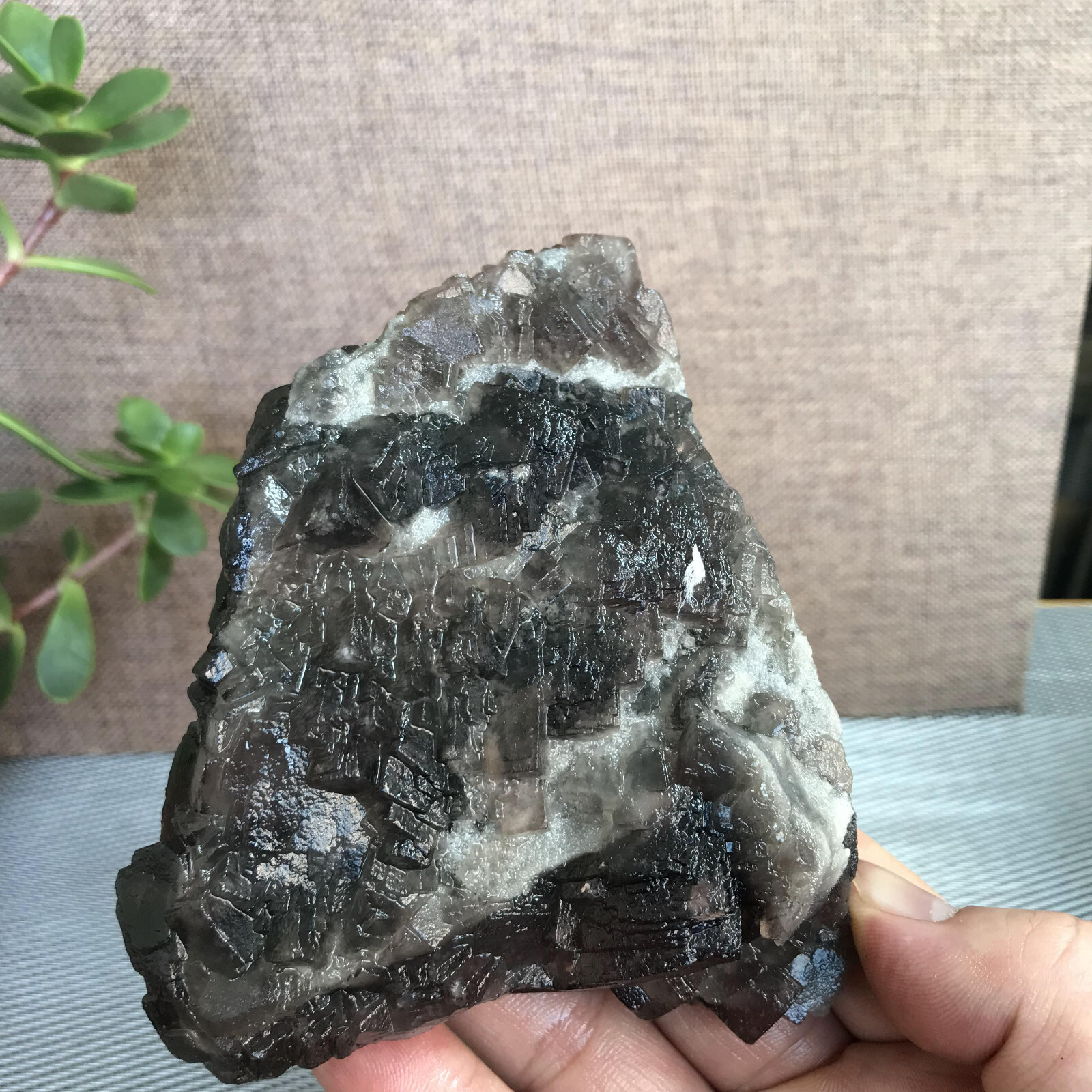 112mm NATURAL Grey Cubic FLUORITE Crystal Cluster Mineral Specimen 552g A1283