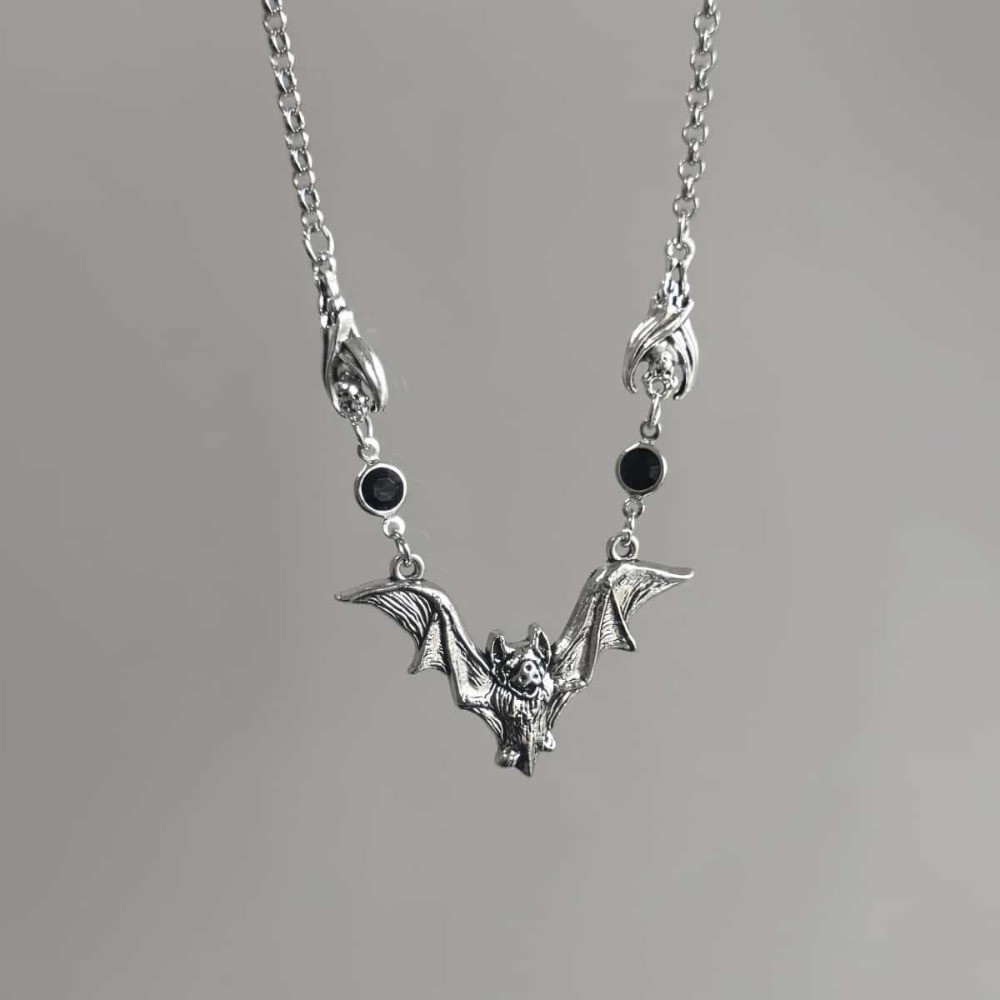 Gothic Black Bat Pendant Necklace – Cool Style , Styles Sent Randomly -1PCS